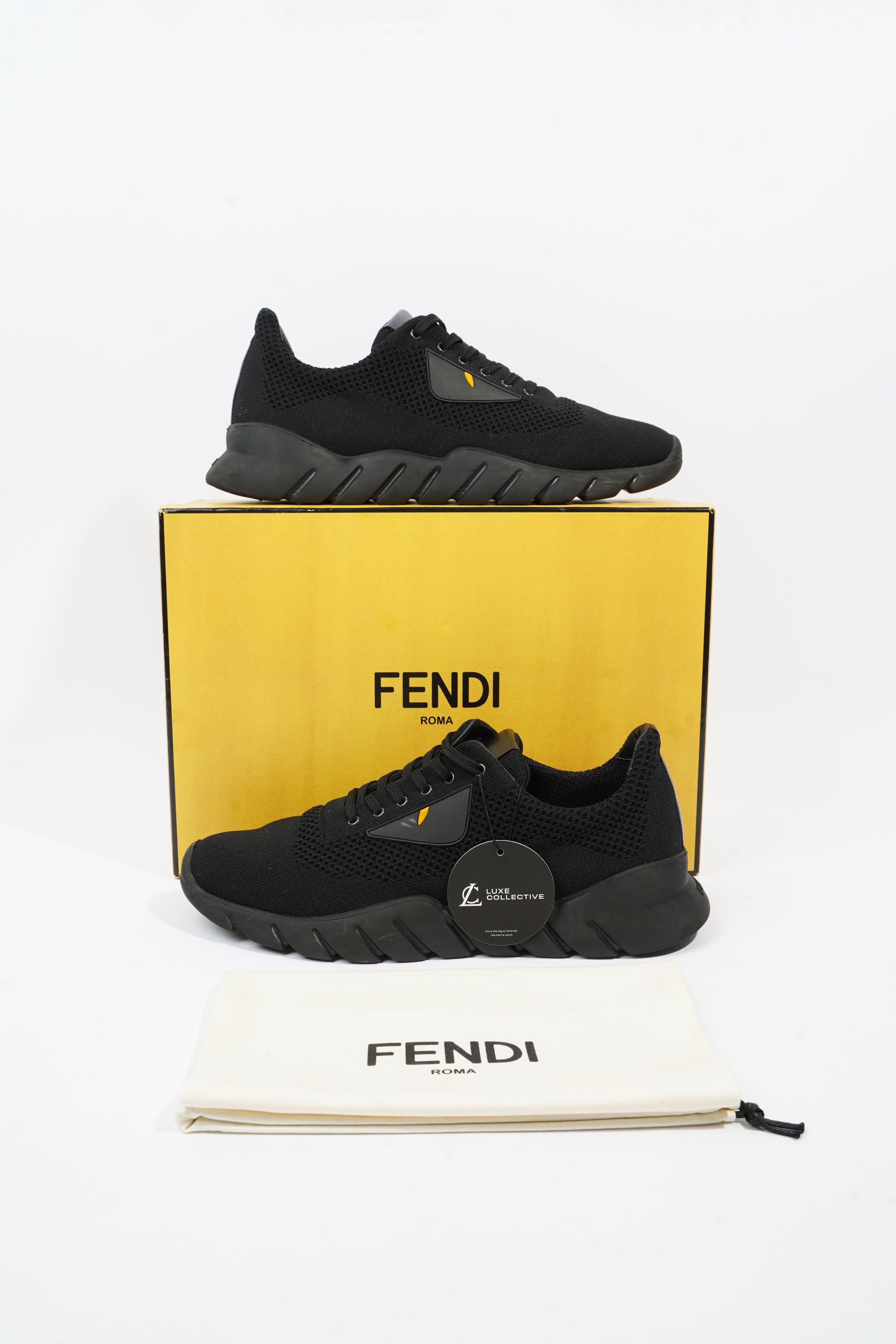 Fendi Monster Eyes Sneakers Black Mesh EU 43 UK 9