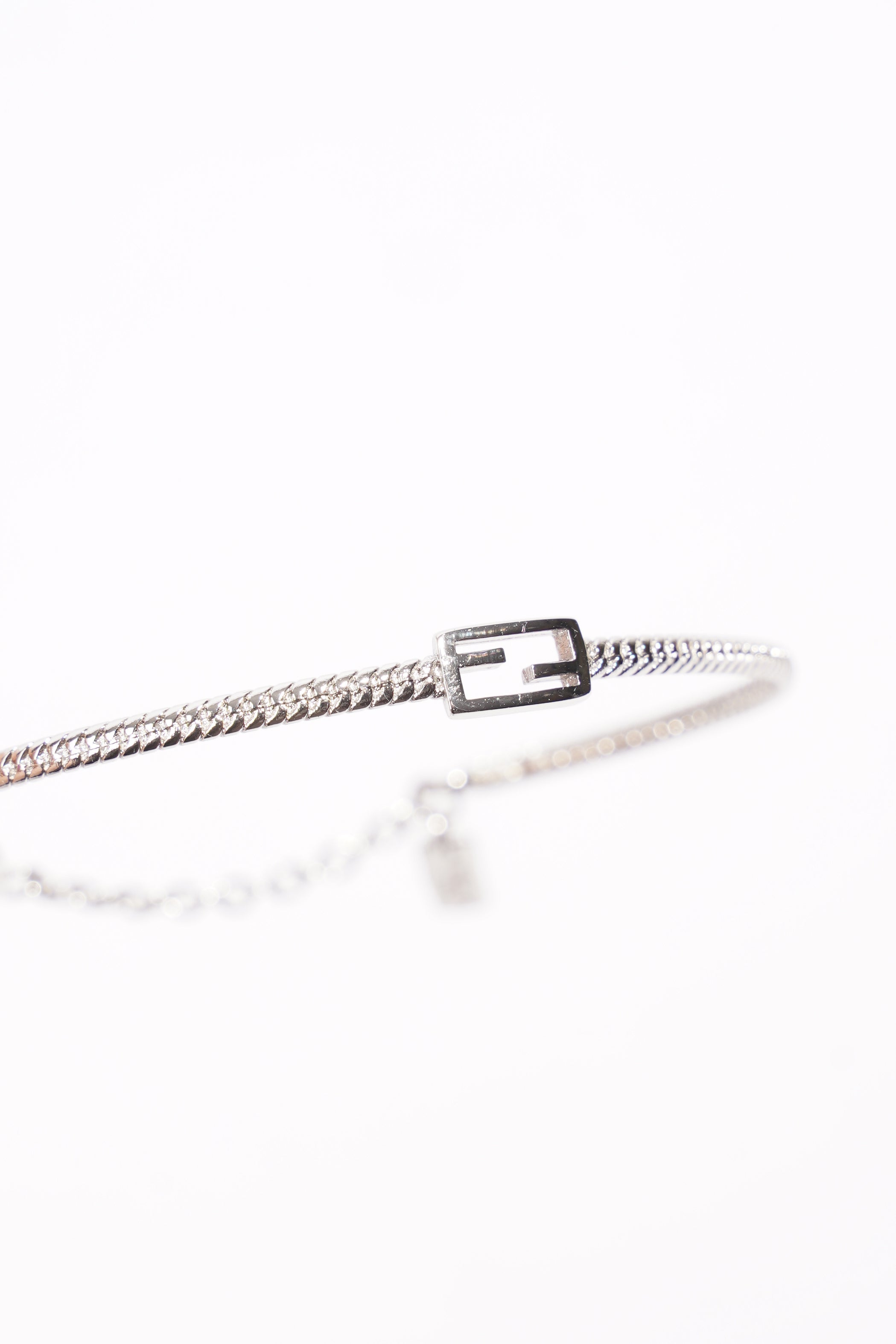 Fendi Baguette Bracelet Silver Base Metal Medium