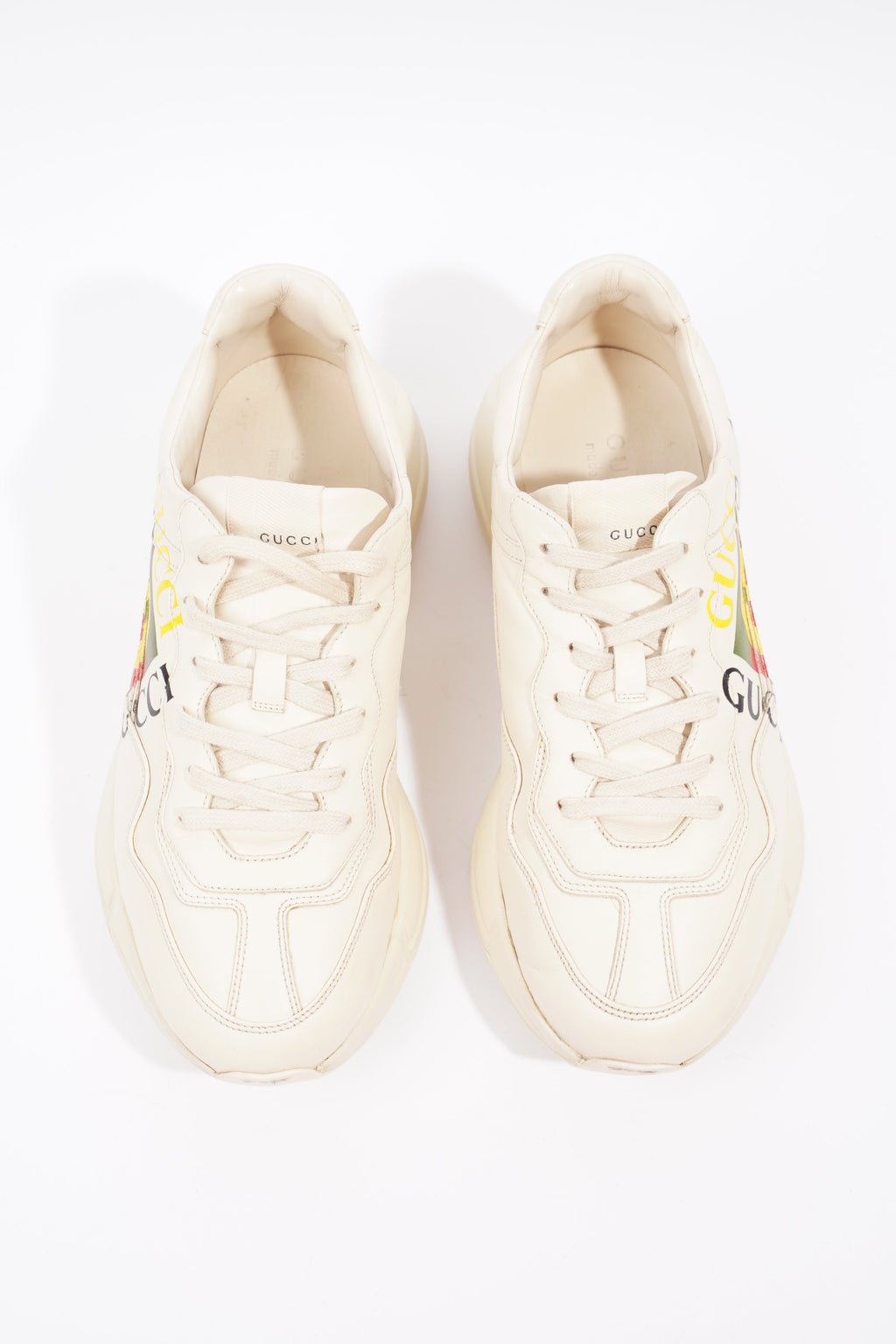 Gucci Rhyton Logo Sneaker Ivory / Green / Yellow Leather EU 43 UK 9