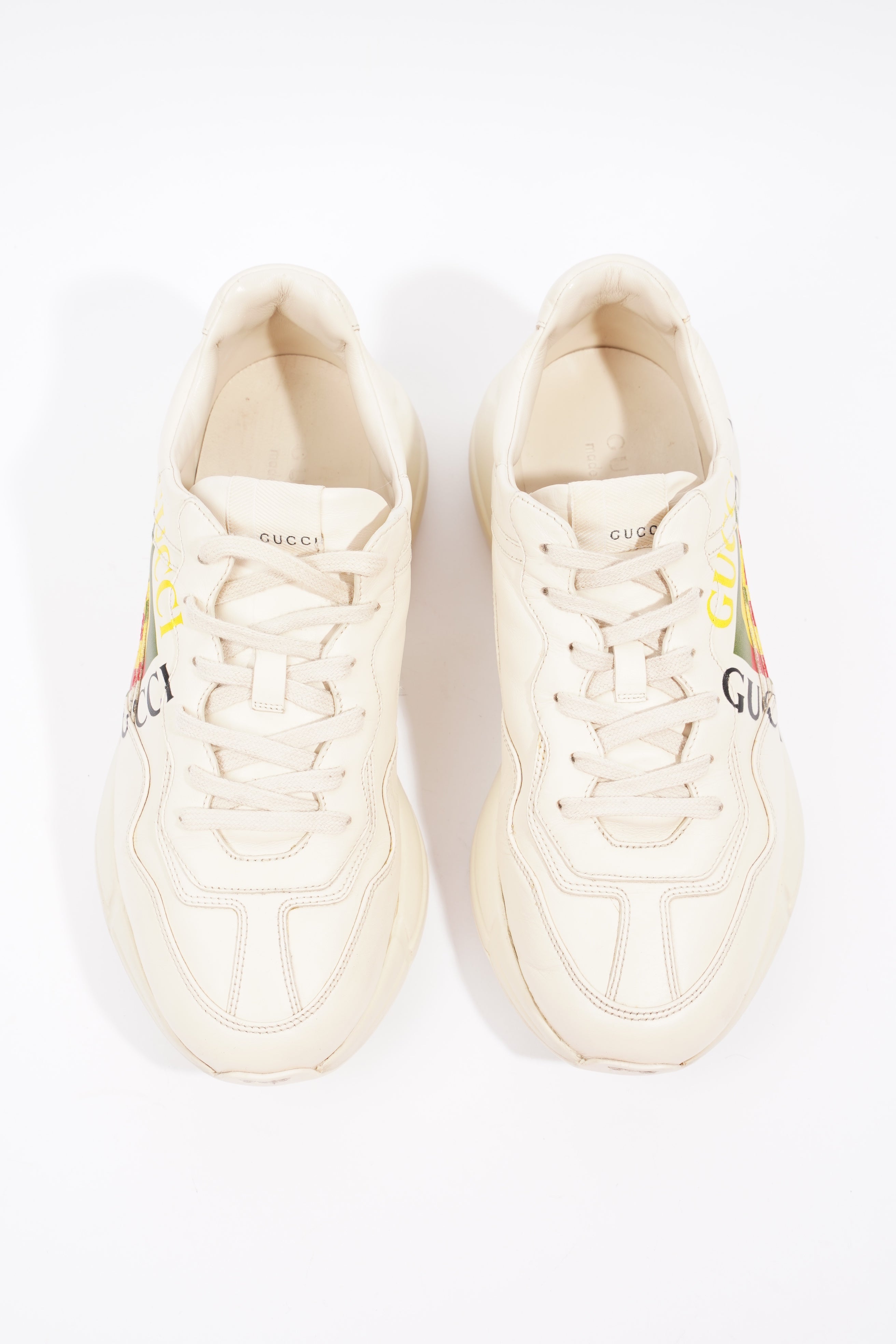 Gucci Rhyton Logo Sneaker Ivory / Green / Yellow Leather EU 43 UK 9