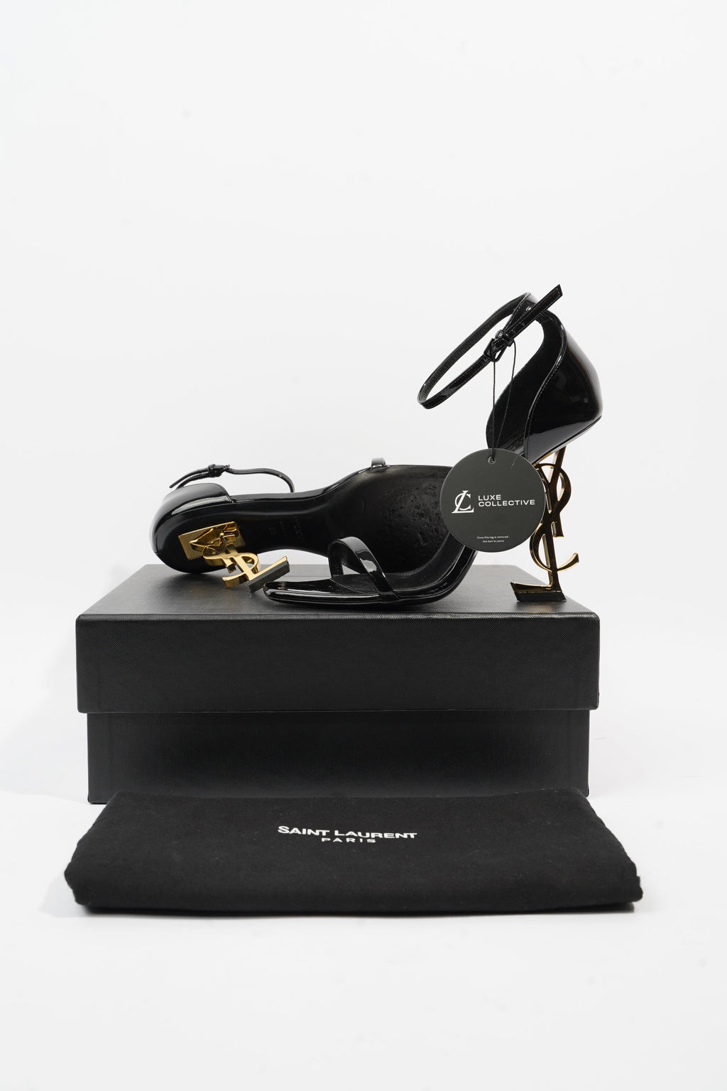 Saint Laurent Opyum Sandal 110 Black Patent Leather EU 38 UK 5