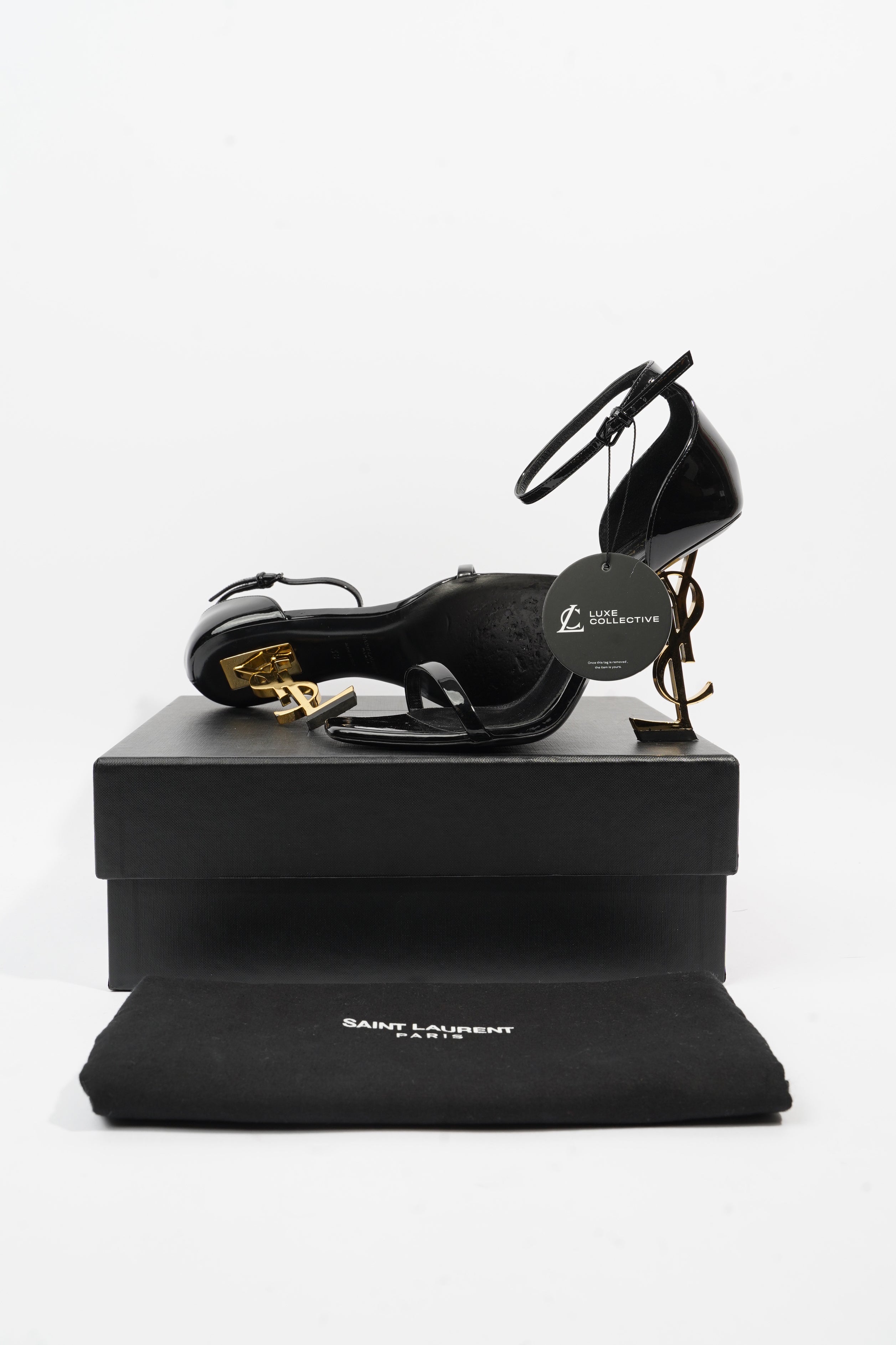 Saint Laurent Opyum Sandal 110 Black Patent Leather EU 38 UK 5