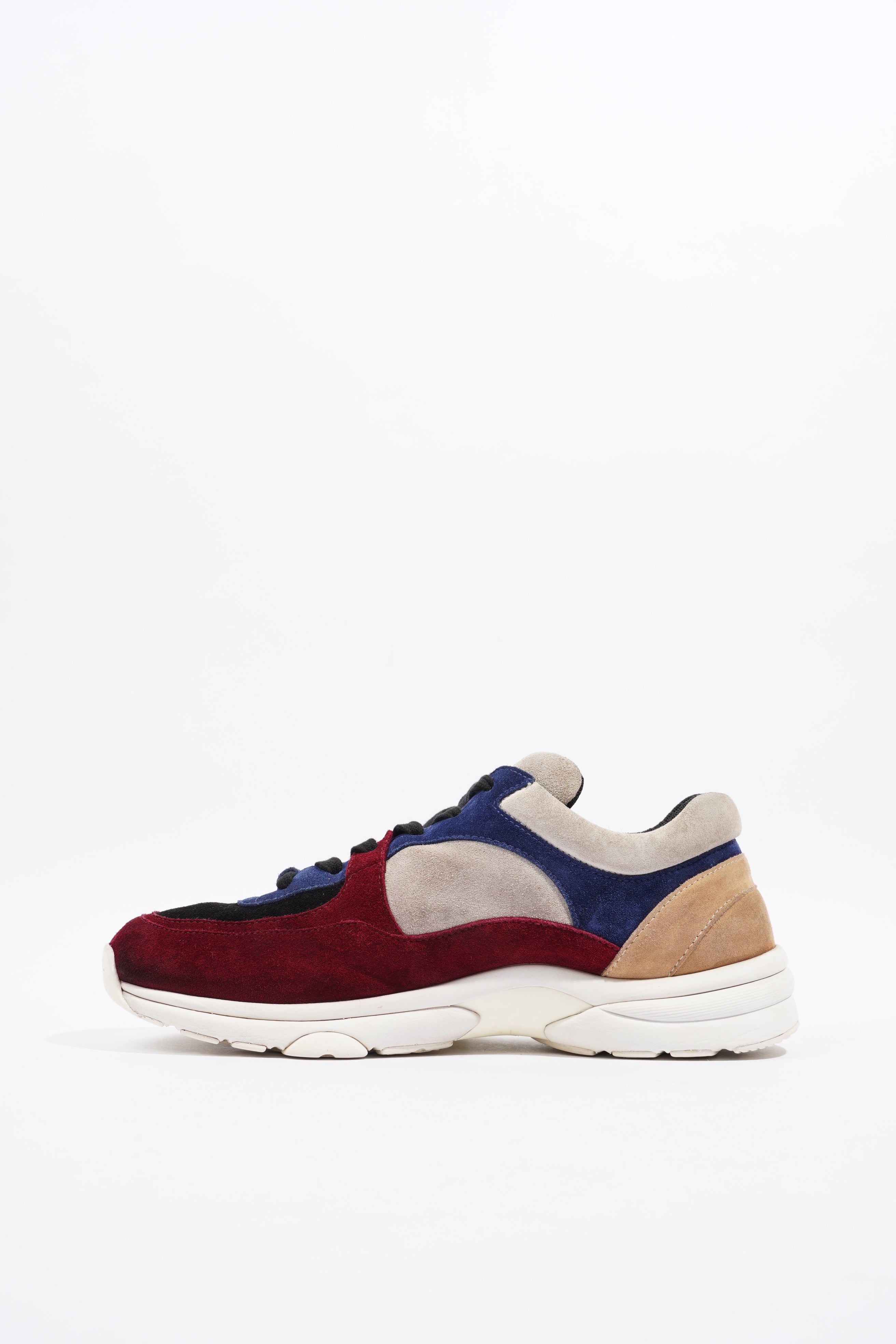 Chanel CC Logo Sneaker Maroon / Navy / Beige Suede EU 41.5 UK 7.5