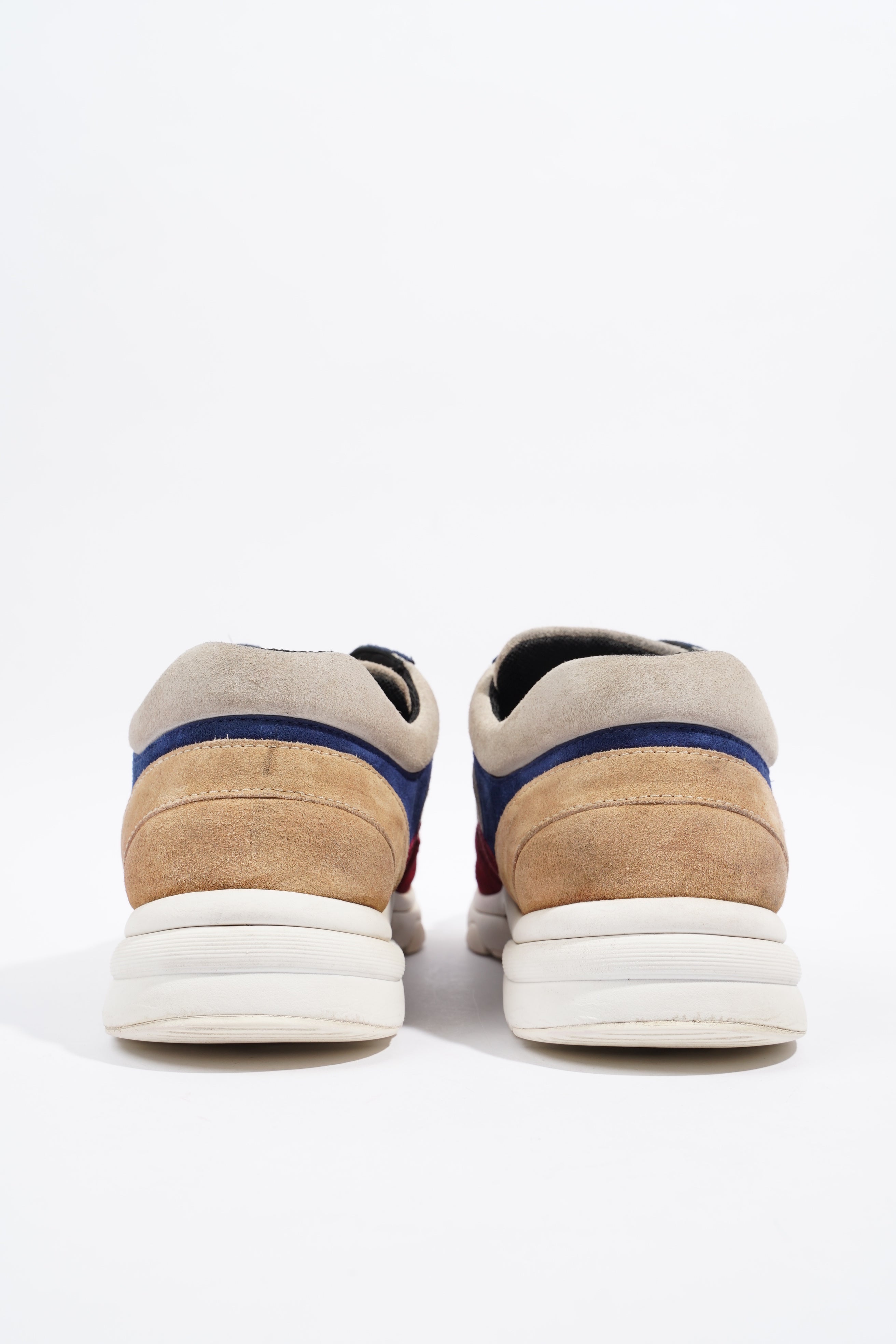 Chanel CC Logo Sneaker Maroon / Navy / Beige Suede EU 41.5 UK 7.5