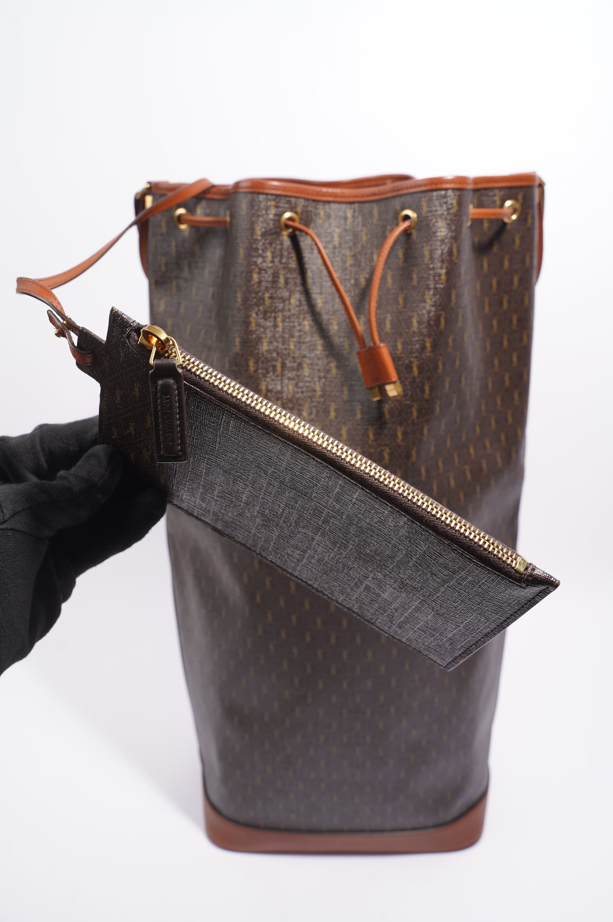 Saint Laurent Le Long Bucket Bag Monogram Canvas