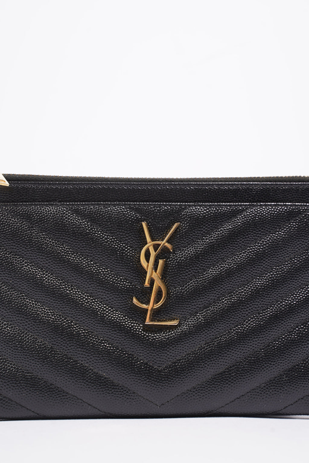 Saint Laurent Quilted Textured-Leather Pouch Black Leather