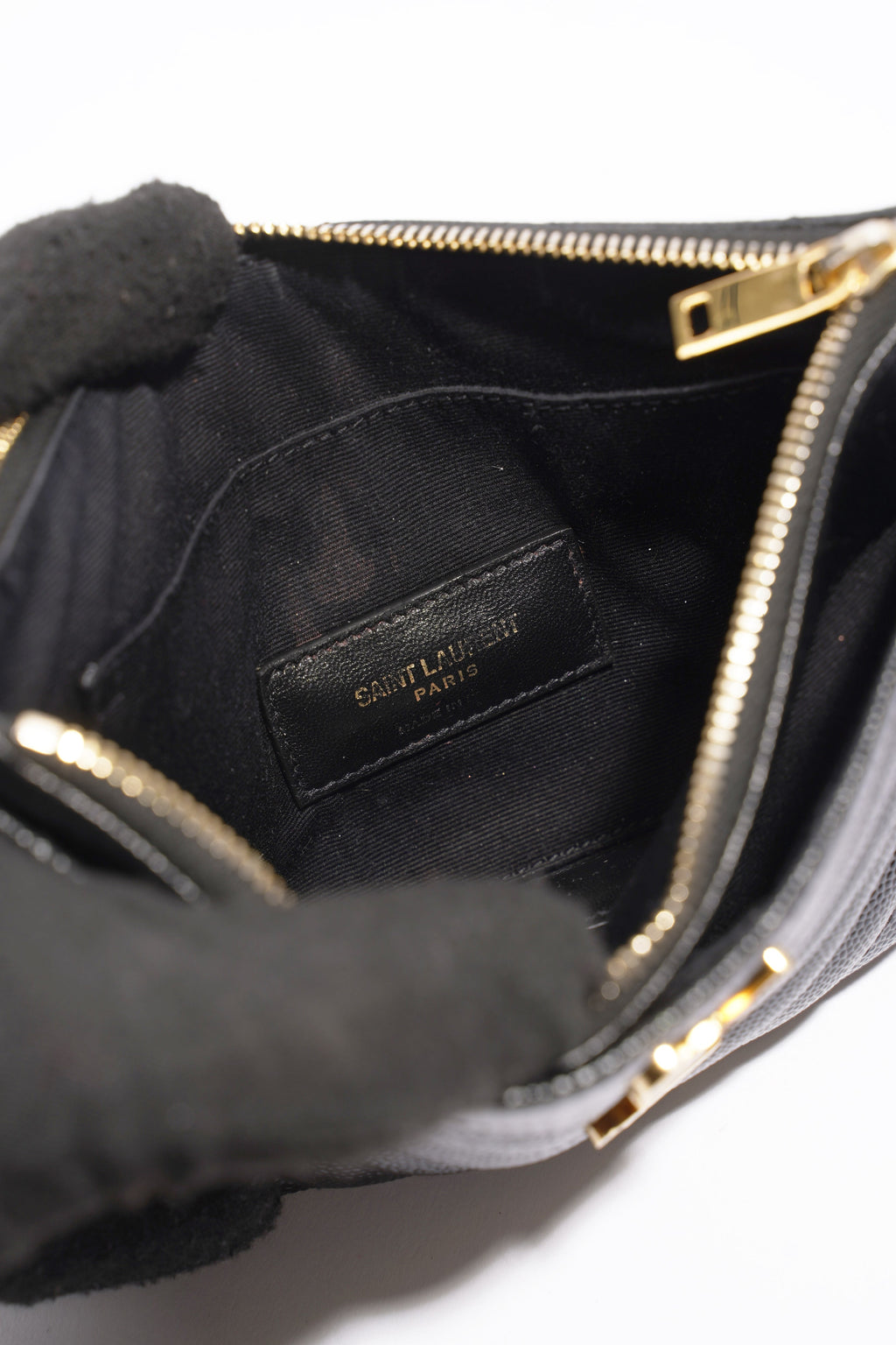 Saint Laurent Quilted Textured-Leather Pouch Black Leather