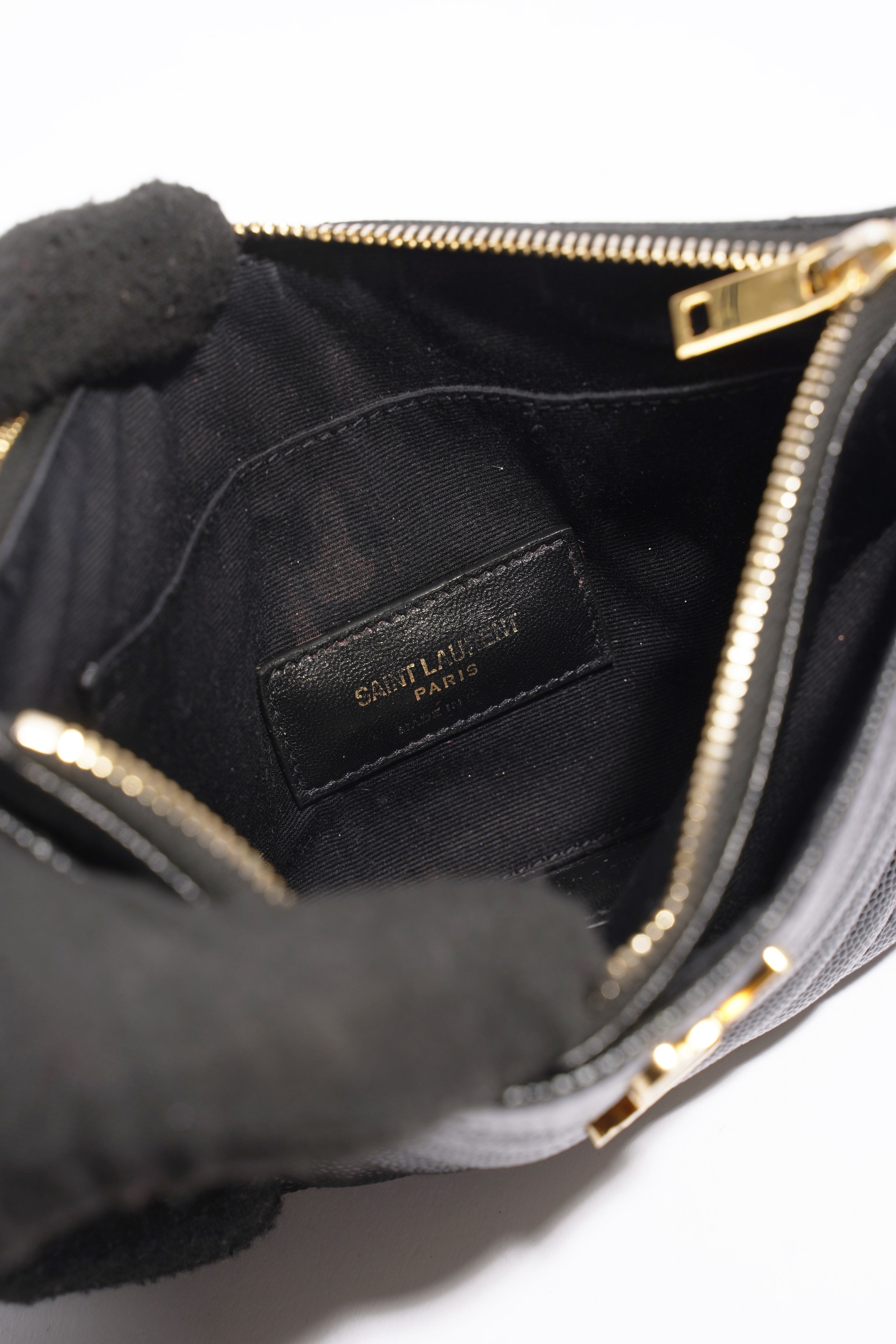 Saint Laurent Quilted Textured-Leather Pouch Black Leather