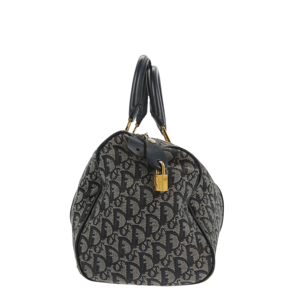 CHRISTIAN DIOR Bowling Handbag in Blue Fabric