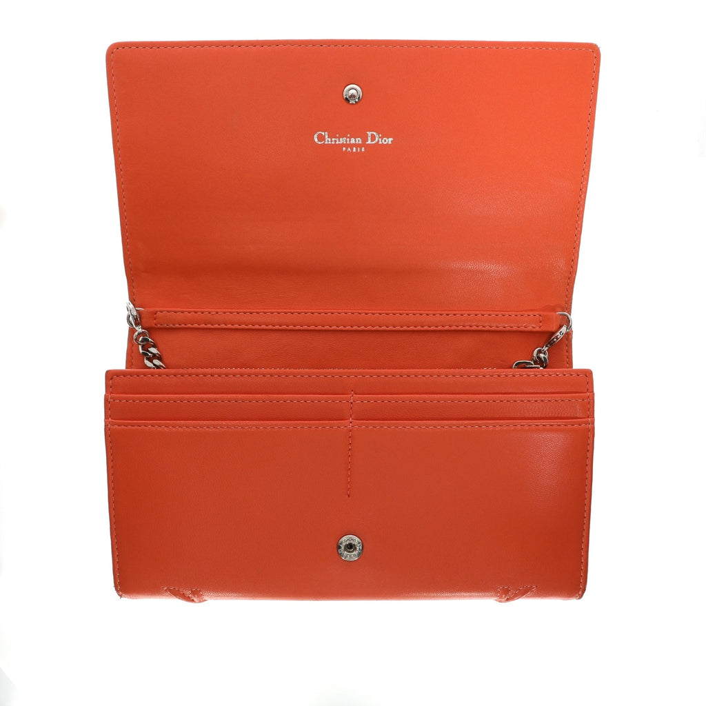 CHRISTIAN DIOR Diorama Wallet in Orange Leather