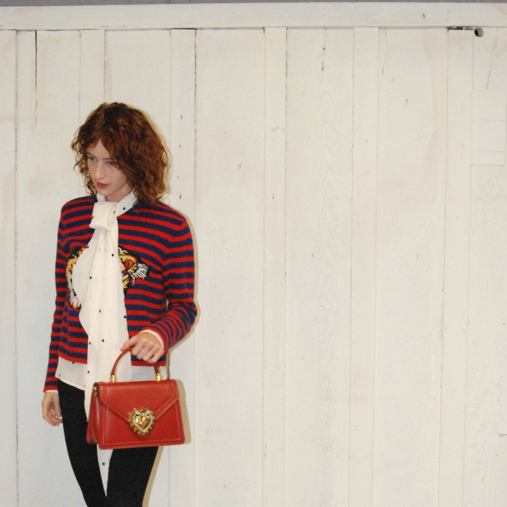 Gucci Knit Striped Tiger Sweater, Sz Extra Small