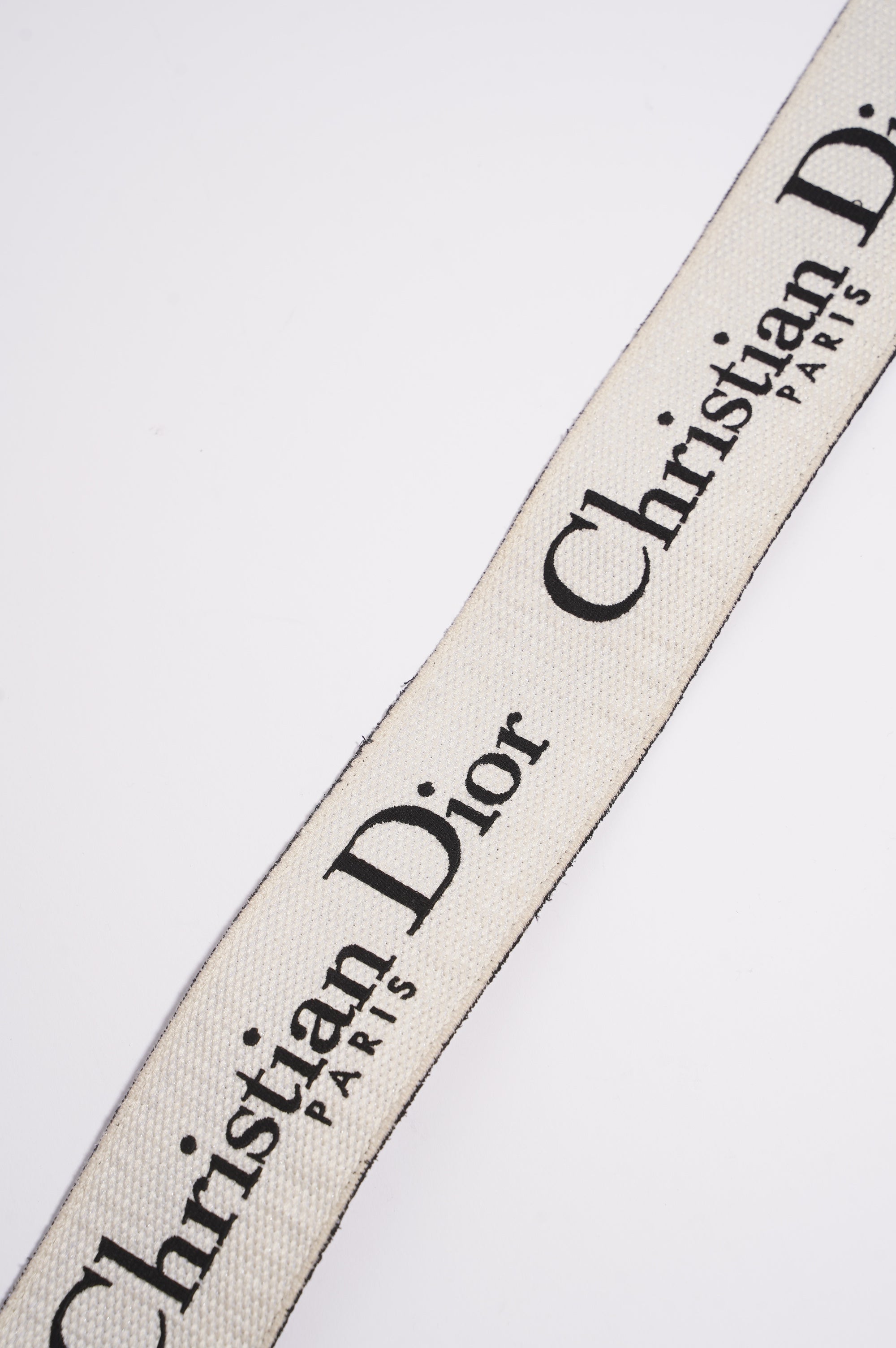 Christian Dior Adjustable Shoulder Strap With Ring Black / White Canvas