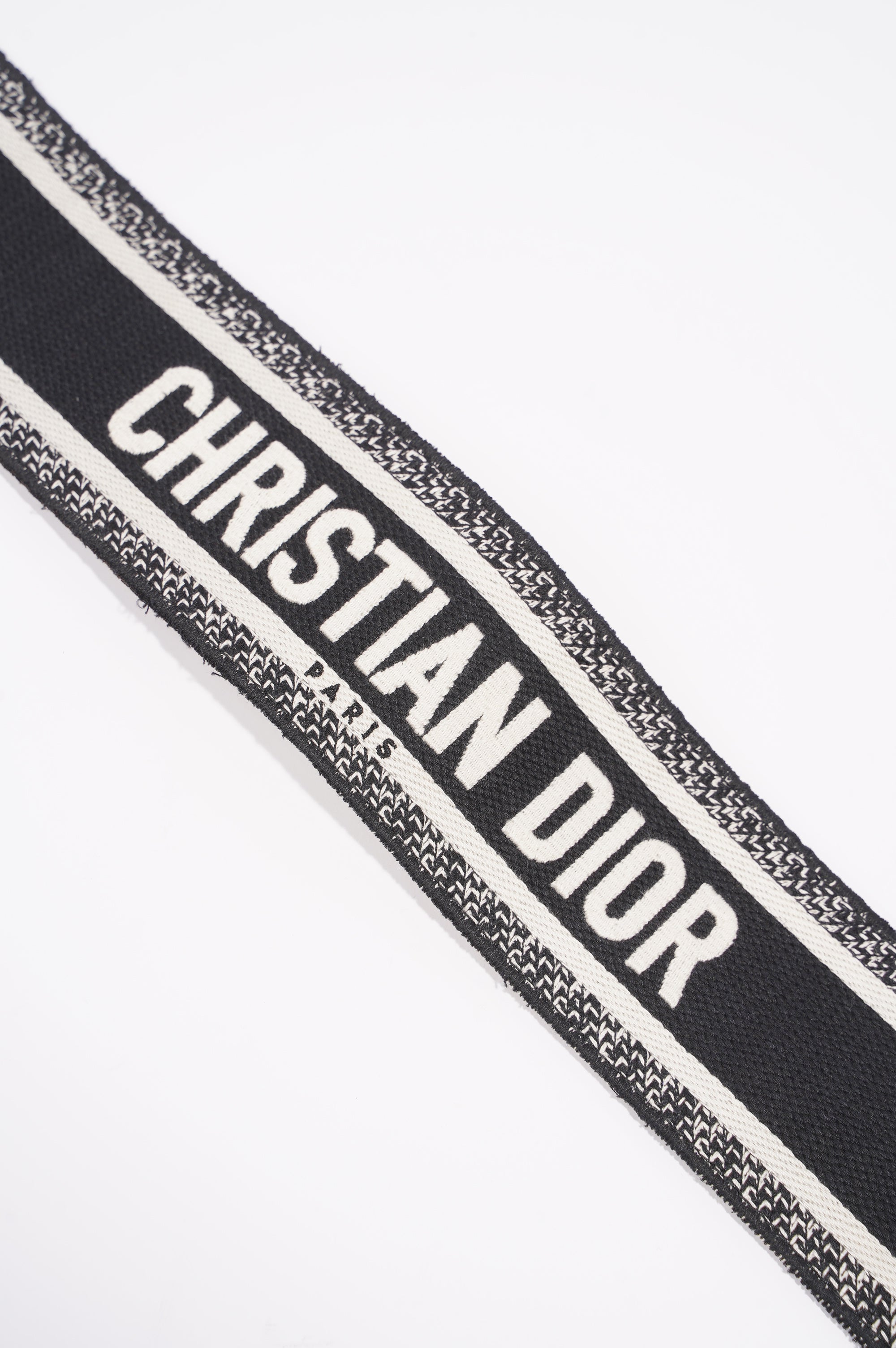 Christian Dior Adjustable Shoulder Strap With Ring Black / White Canvas