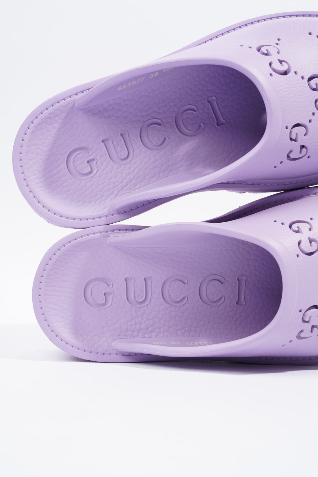 Gucci Platform Perforated G Sandal Lilac Rubber EU 38 UK 5