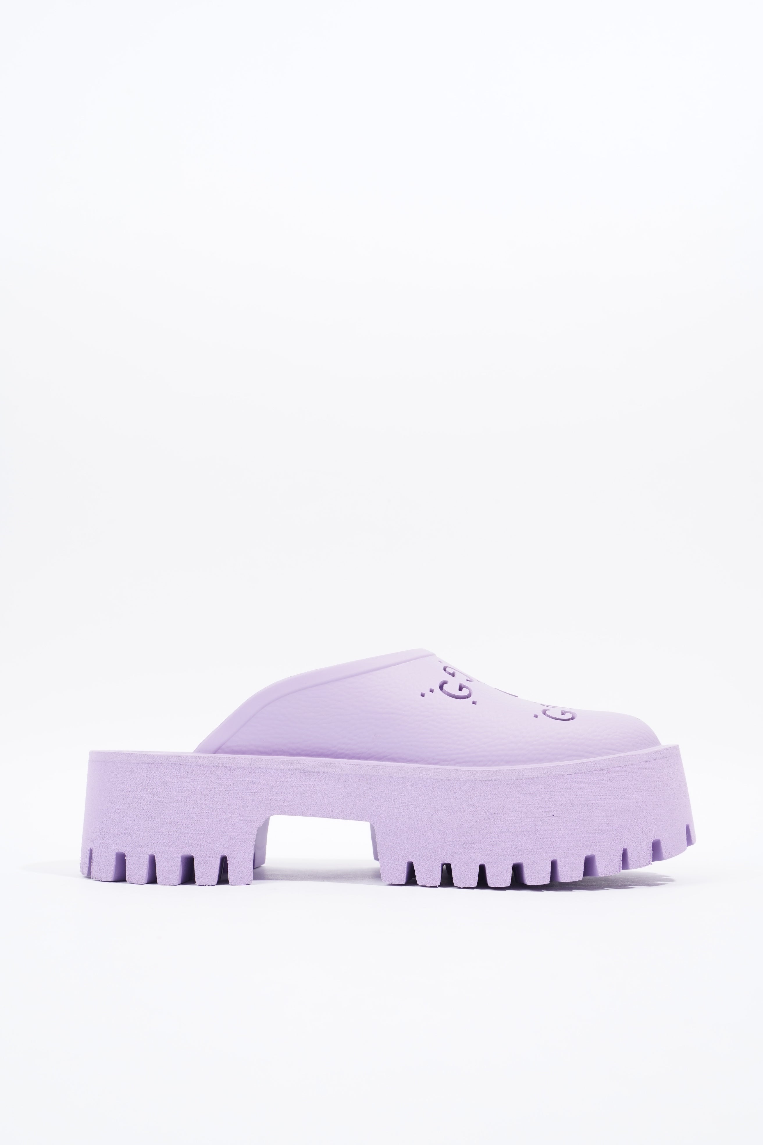 Gucci Platform Perforated G Sandal Lilac Rubber EU 38 UK 5