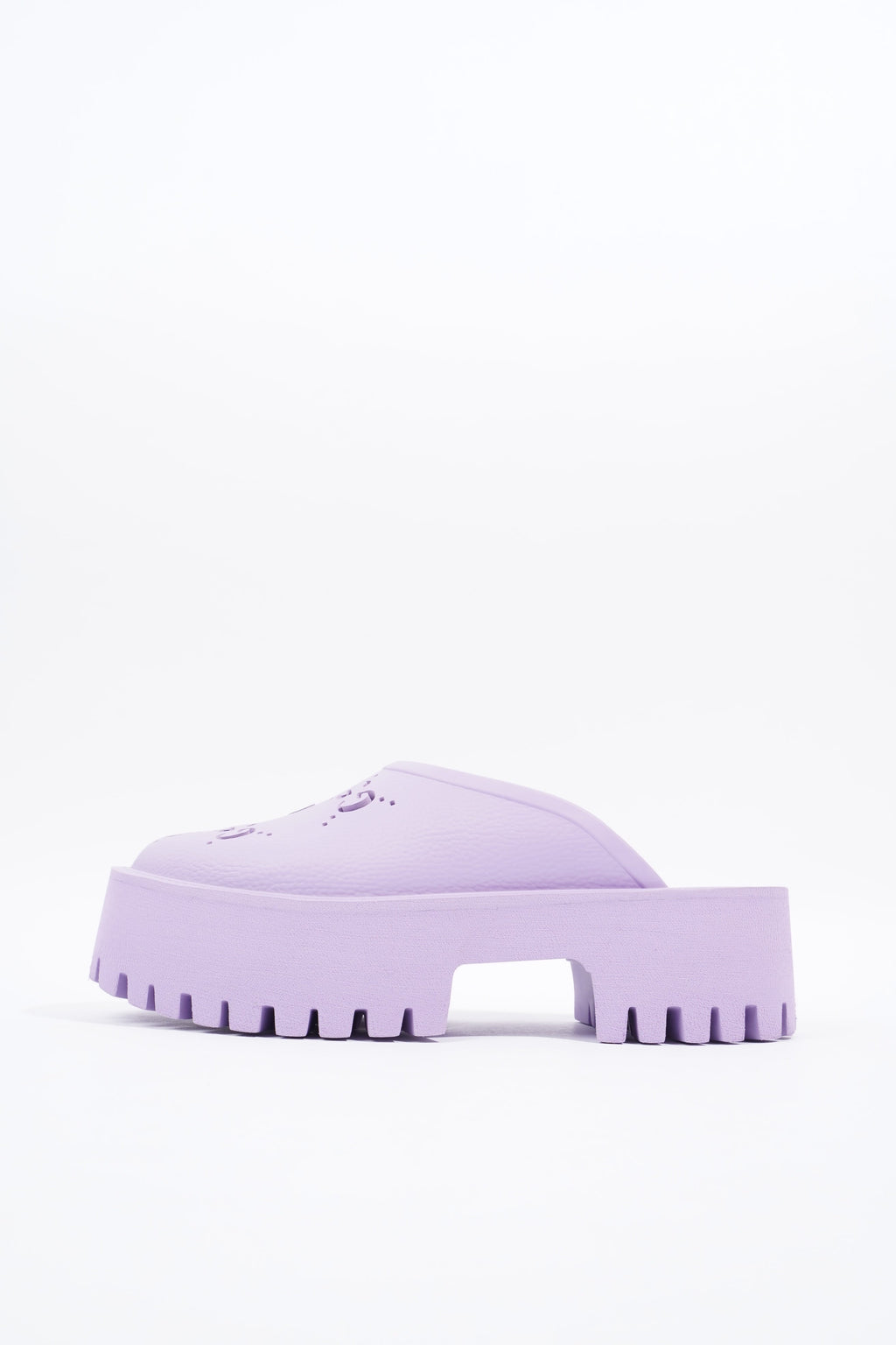 Gucci Platform Perforated G Sandal Lilac Rubber EU 38 UK 5
