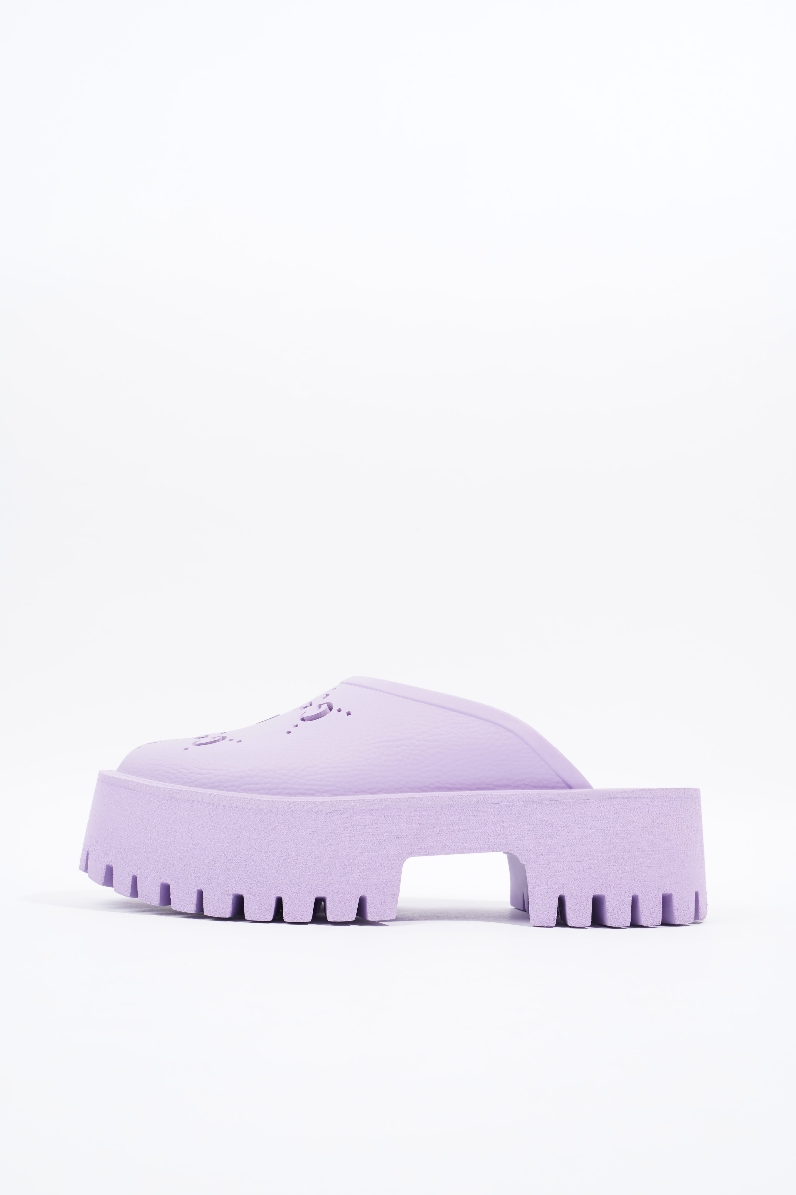 Gucci Platform Perforated G Sandal Lilac Rubber EU 38 UK 5