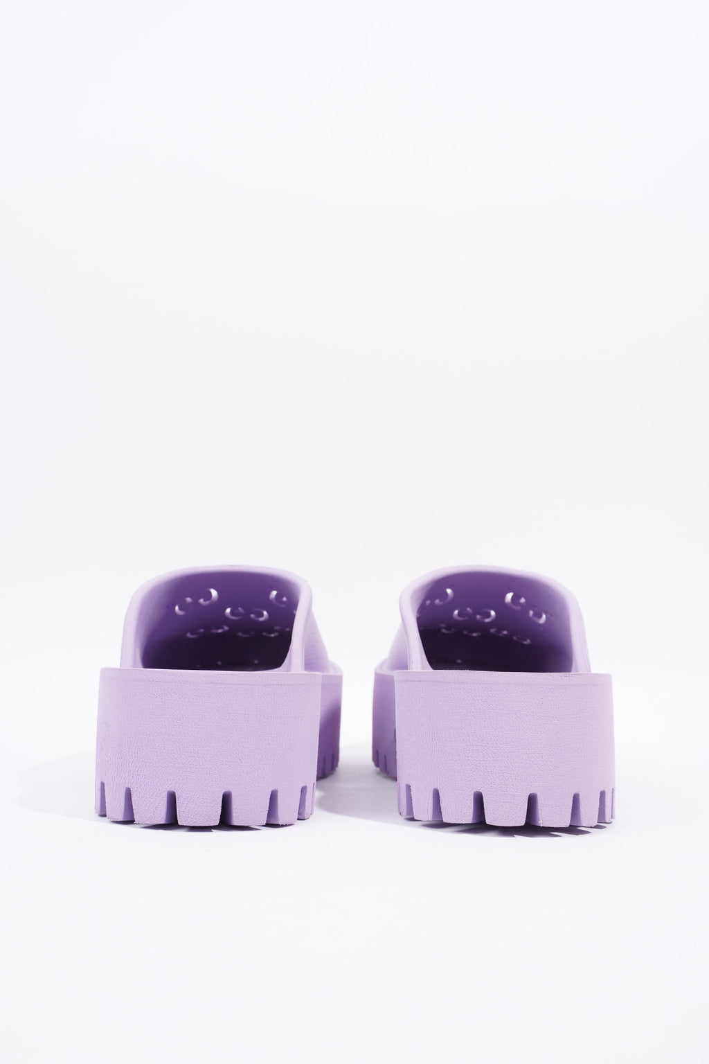 Gucci Platform Perforated G Sandal Lilac Rubber EU 38 UK 5