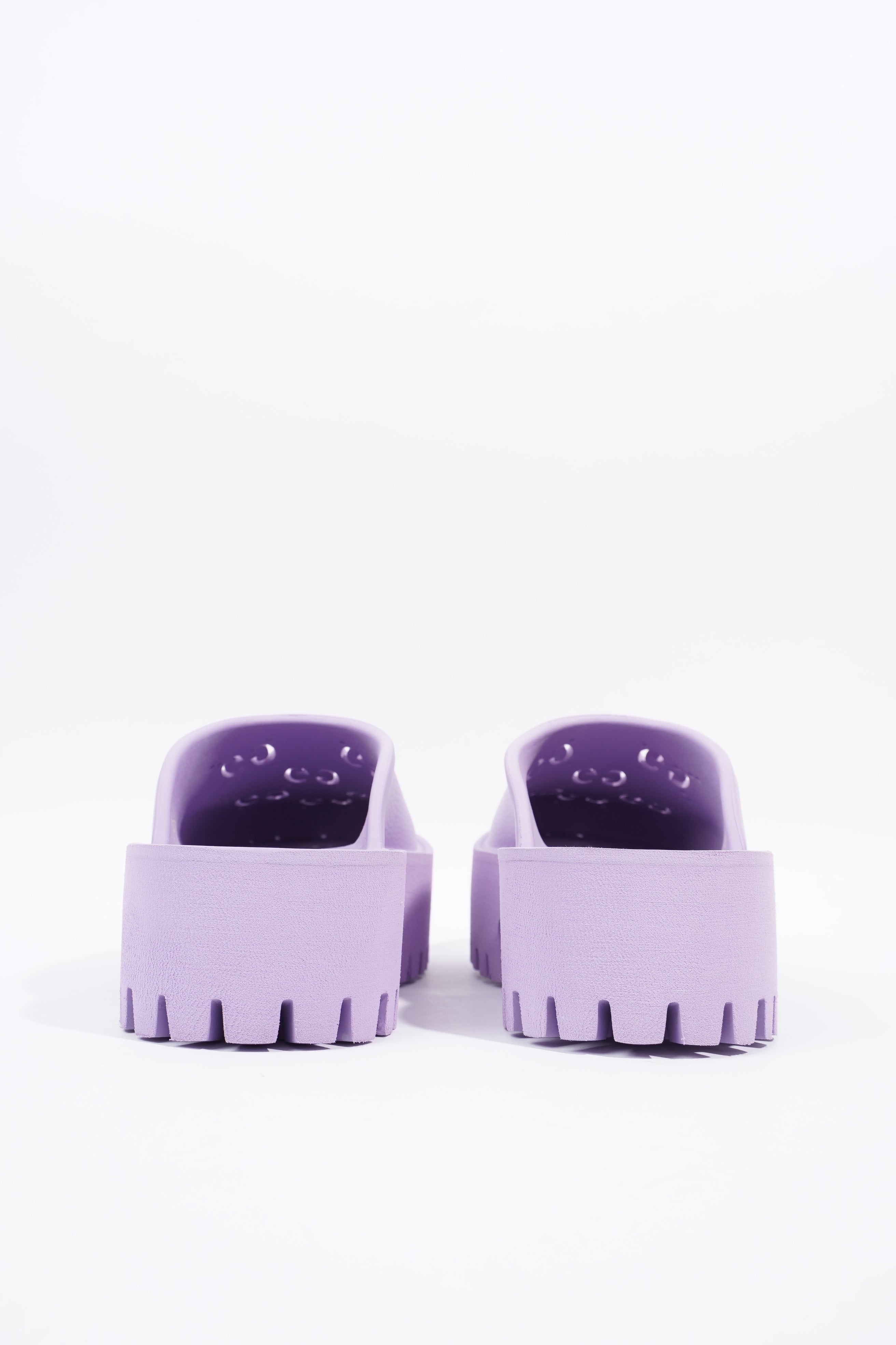 Gucci Platform Perforated G Sandal Lilac Rubber EU 38 UK 5