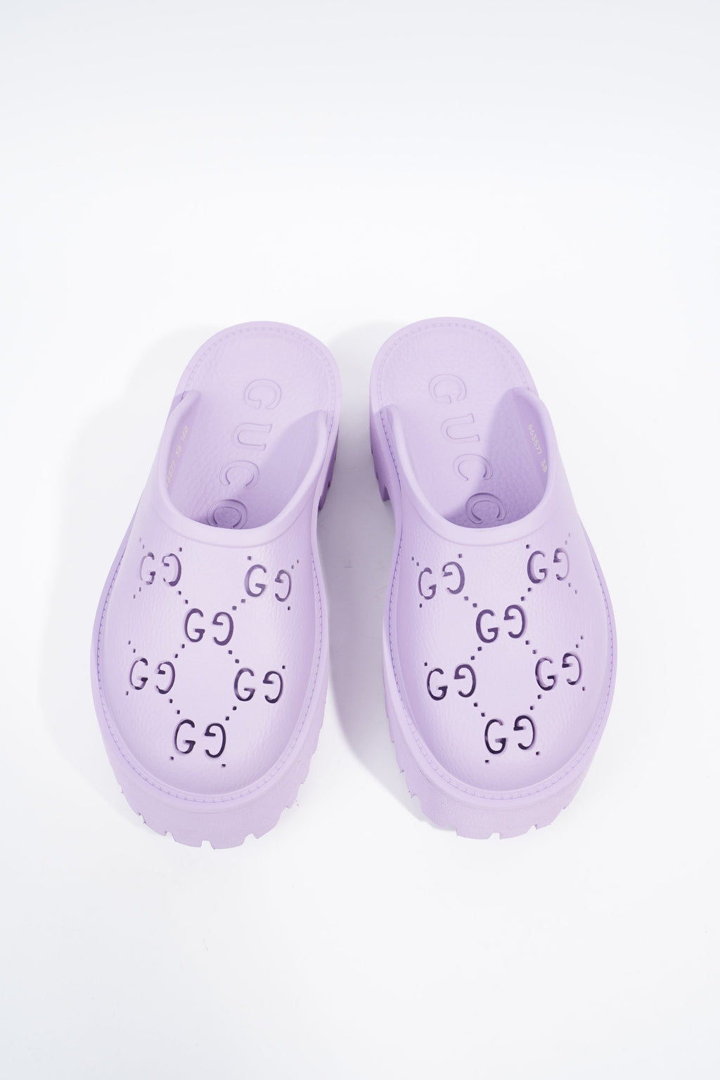 Gucci Platform Perforated G Sandal Lilac Rubber EU 38 UK 5