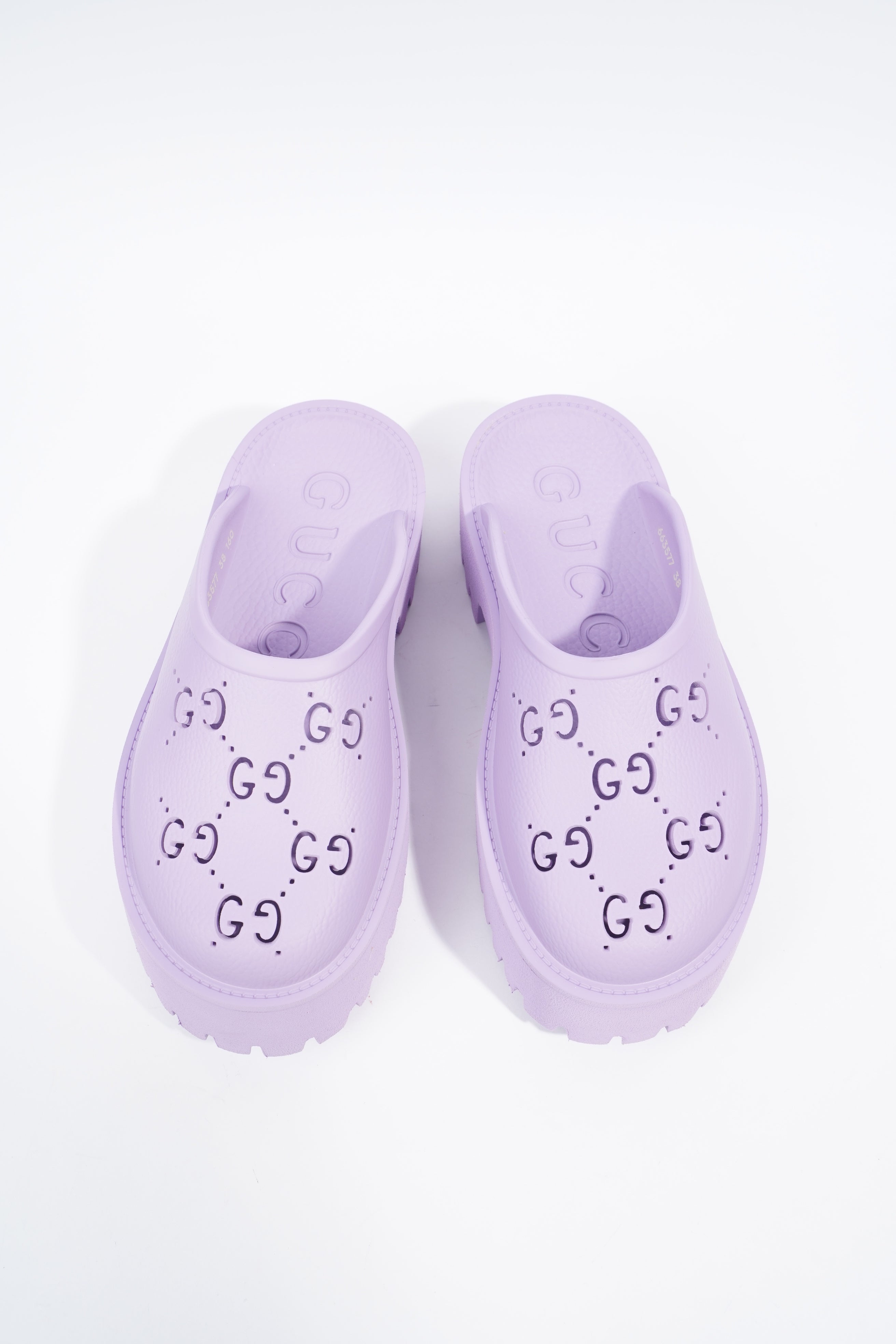 Gucci Platform Perforated G Sandal Lilac Rubber EU 38 UK 5
