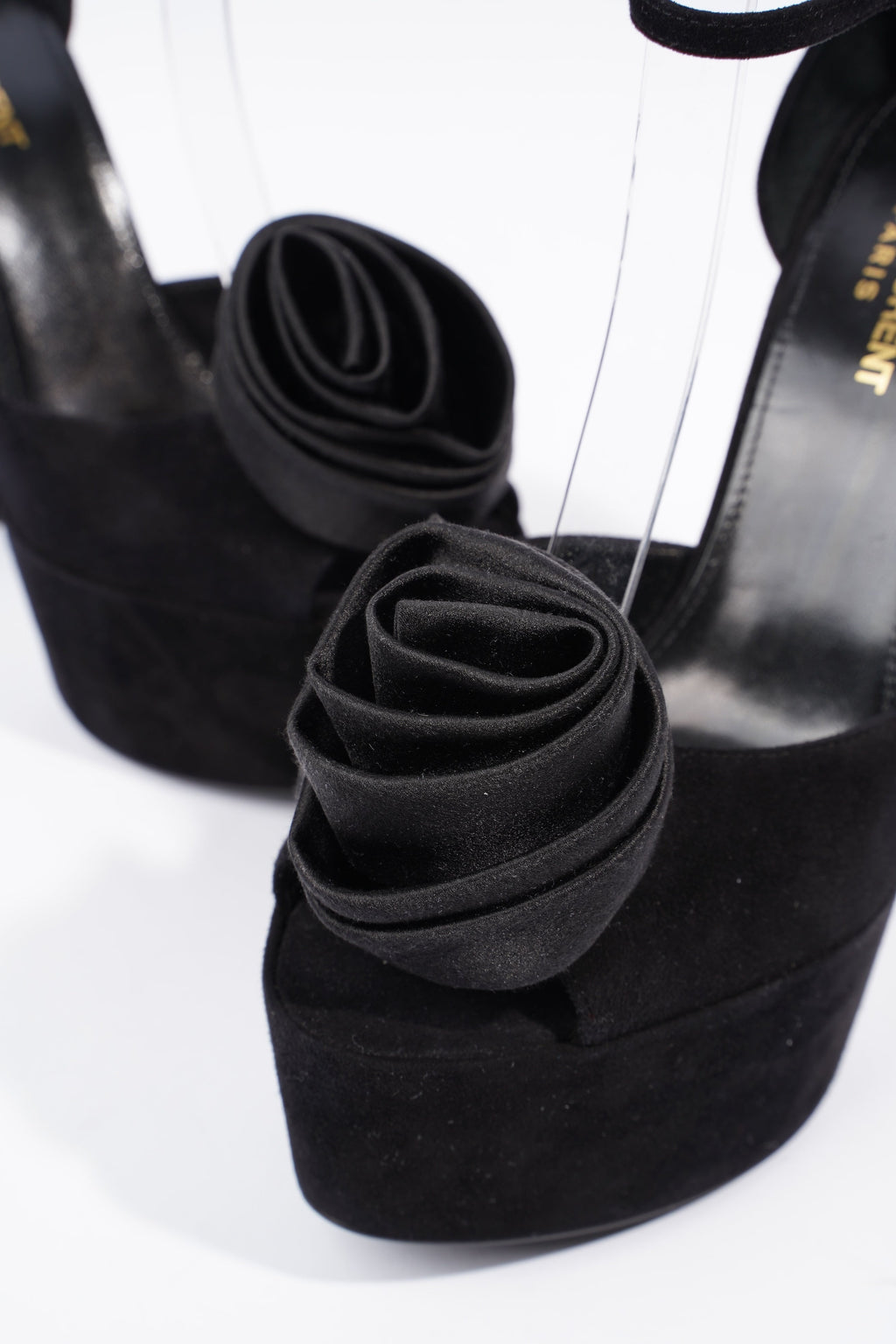 Saint Laurent Platform Sandal 130 Black Velvet EU 38 UK 5