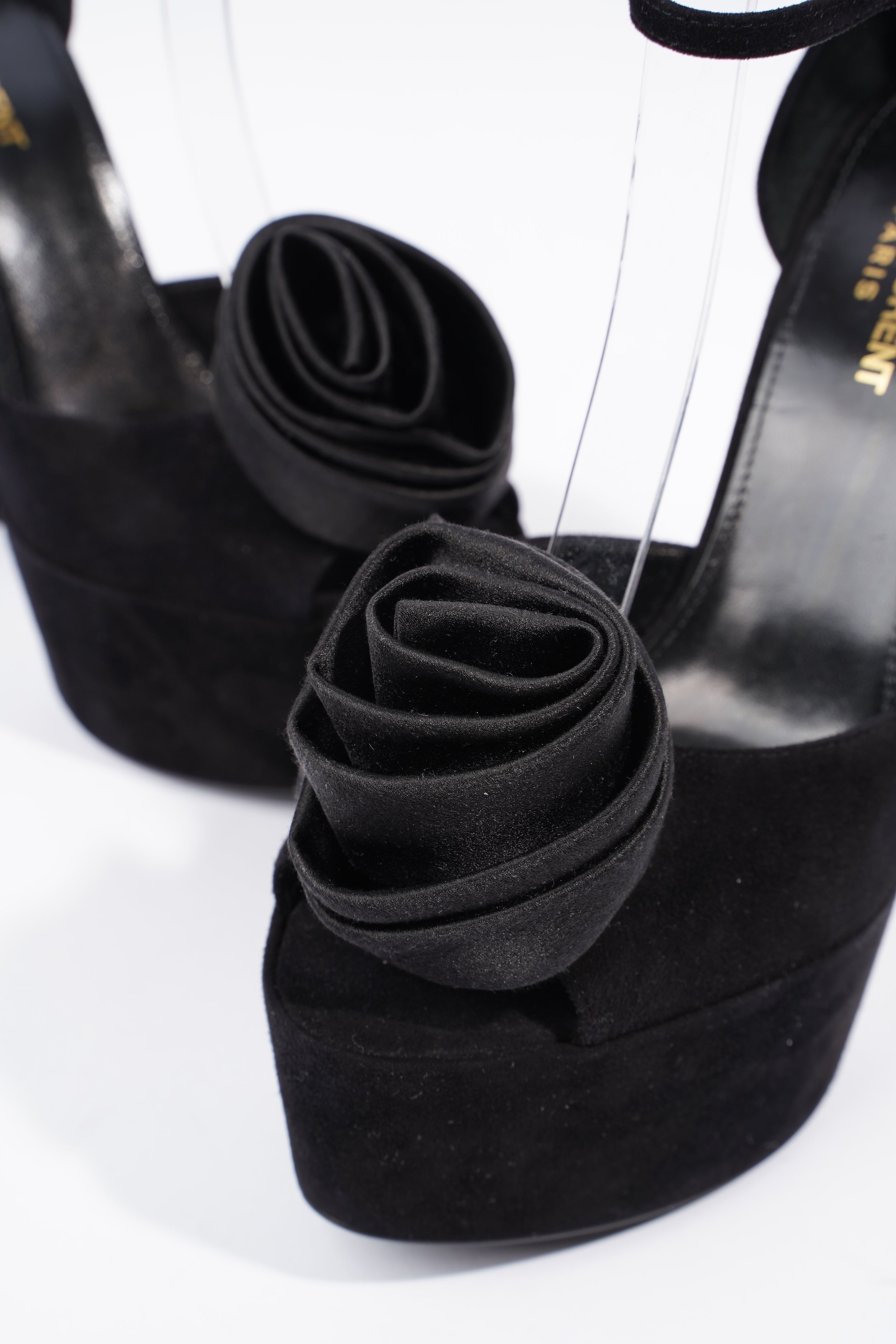 Saint Laurent Platform Sandal 130 Black Velvet EU 38 UK 5