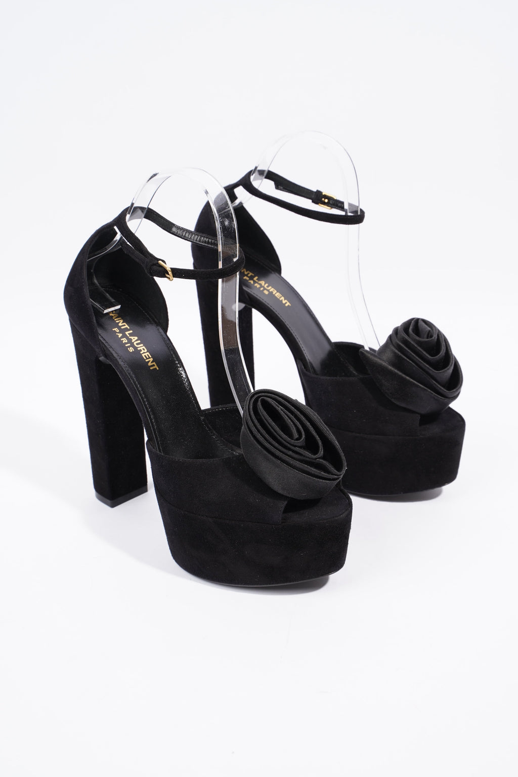 Saint Laurent Platform Sandal 130 Black Velvet EU 38 UK 5