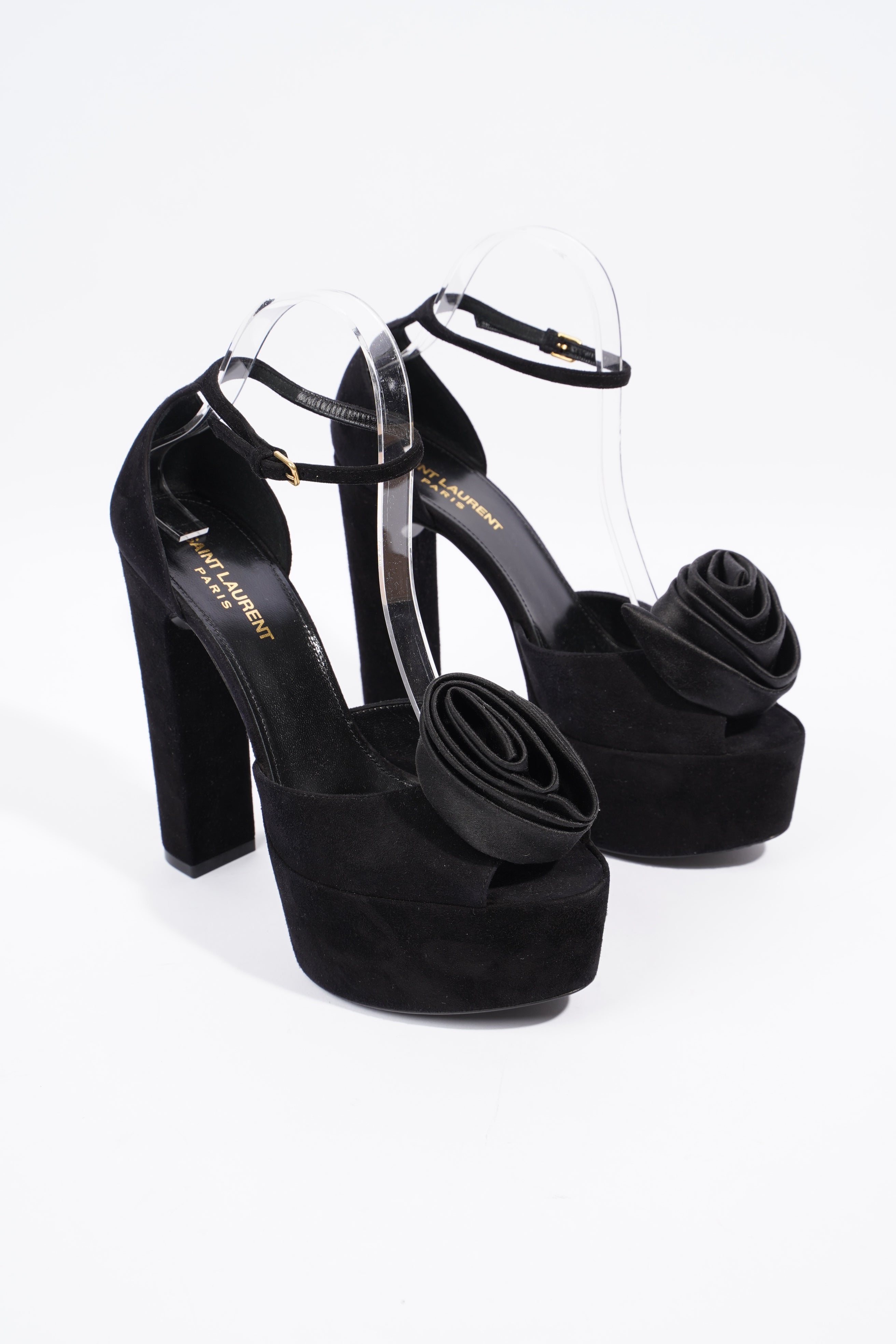 Saint Laurent Platform Sandal 130 Black Velvet EU 38 UK 5
