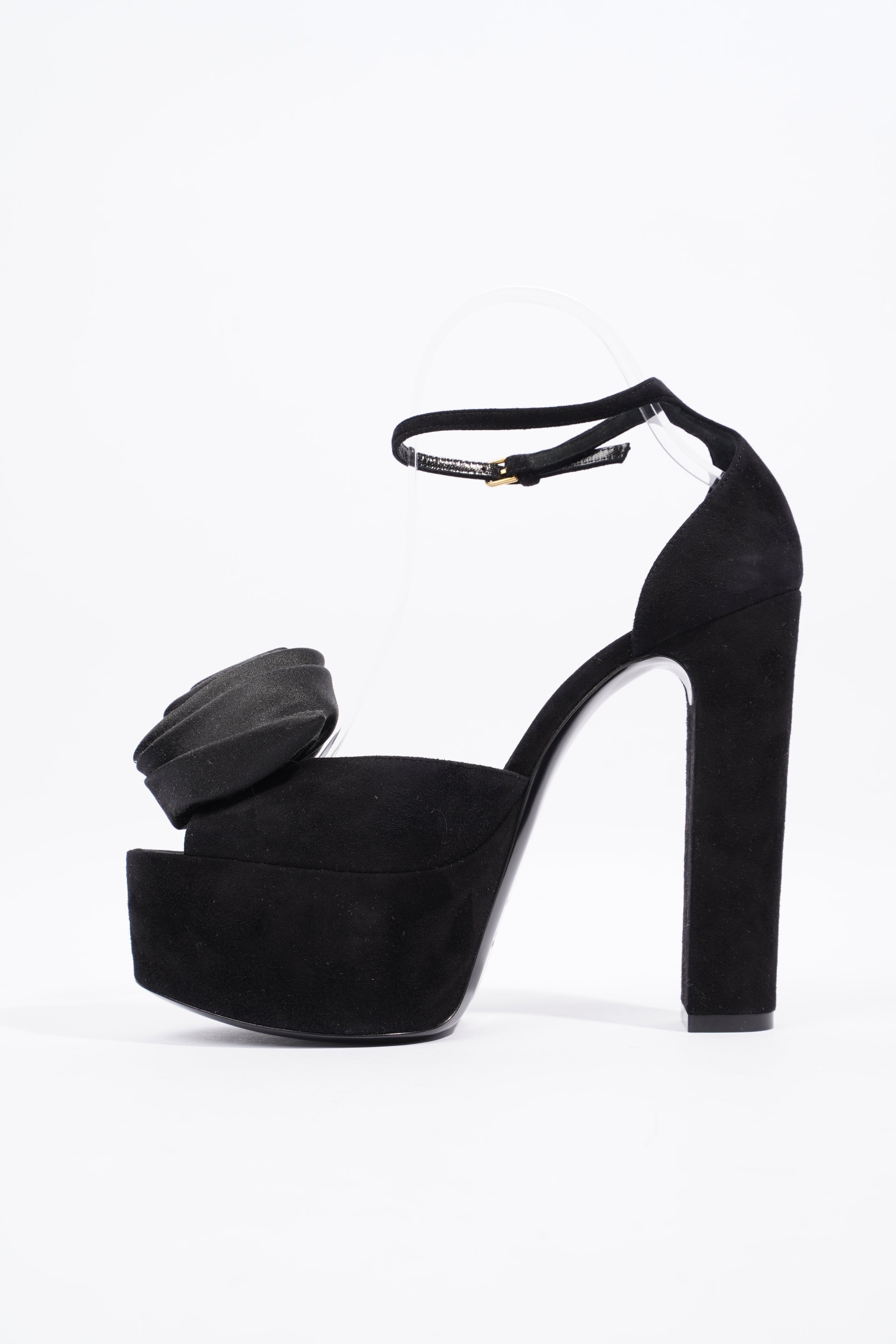 Saint Laurent Platform Sandal 130 Black Velvet EU 38 UK 5