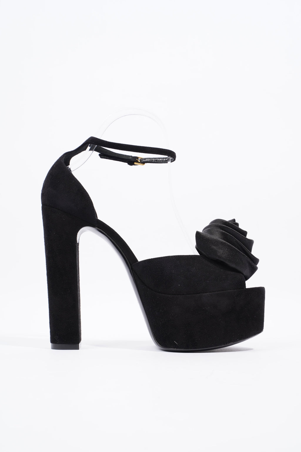 Saint Laurent Platform Sandal 130 Black Velvet EU 38 UK 5