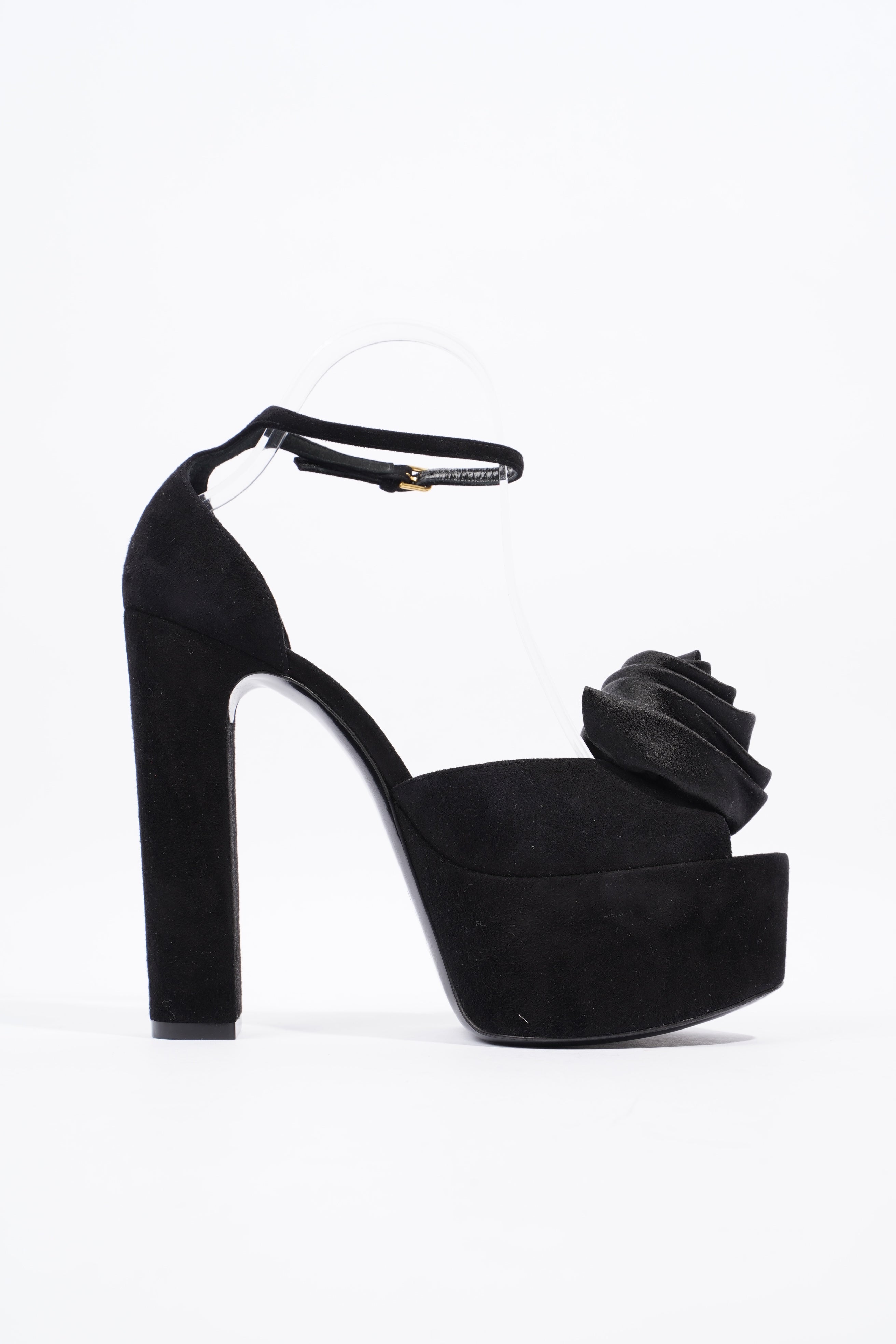 Saint Laurent Platform Sandal 130 Black Velvet EU 38 UK 5