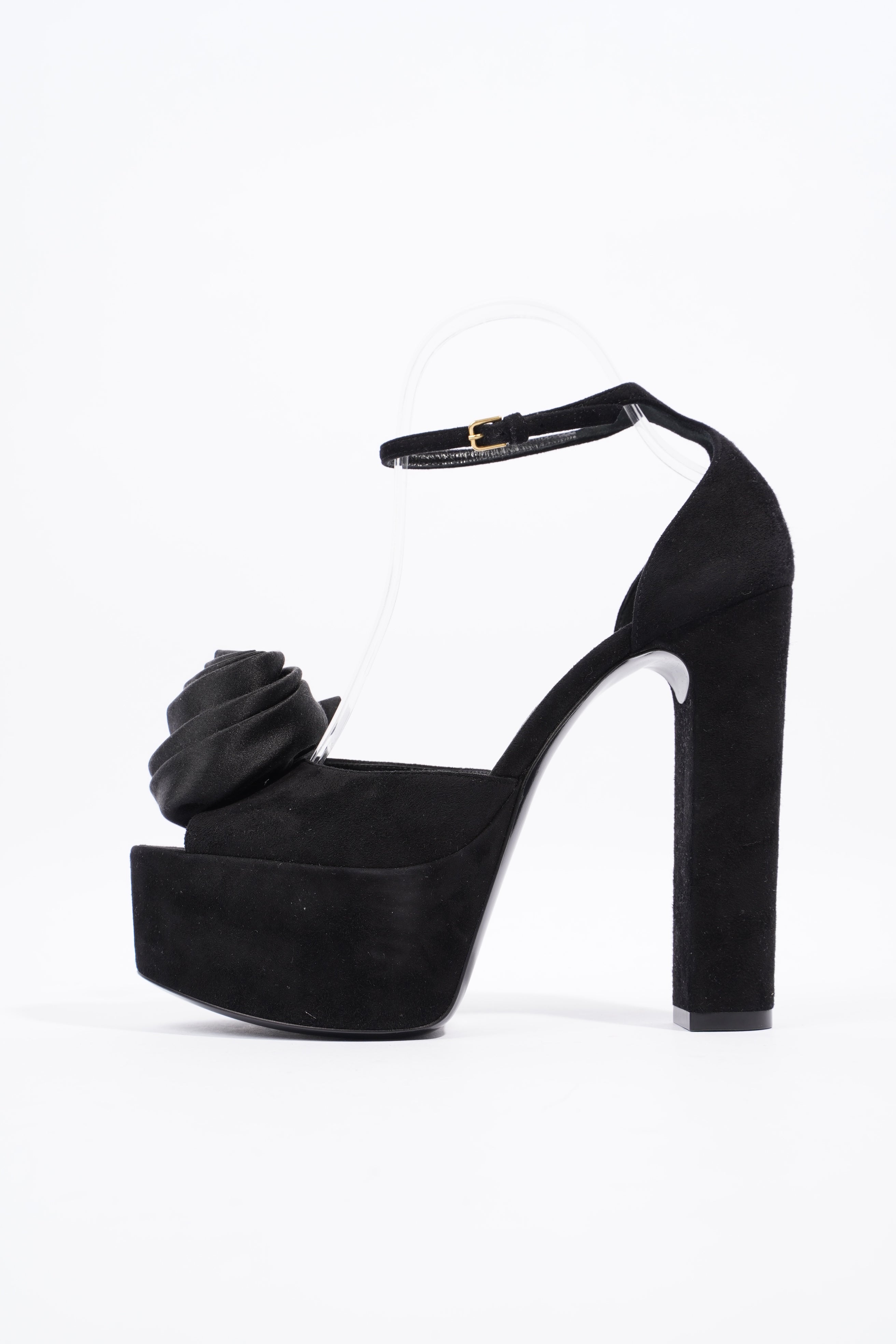 Saint Laurent Platform Sandal 130 Black Velvet EU 38 UK 5
