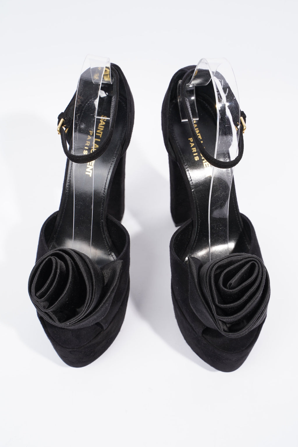 Saint Laurent Platform Sandal 130 Black Velvet EU 38 UK 5