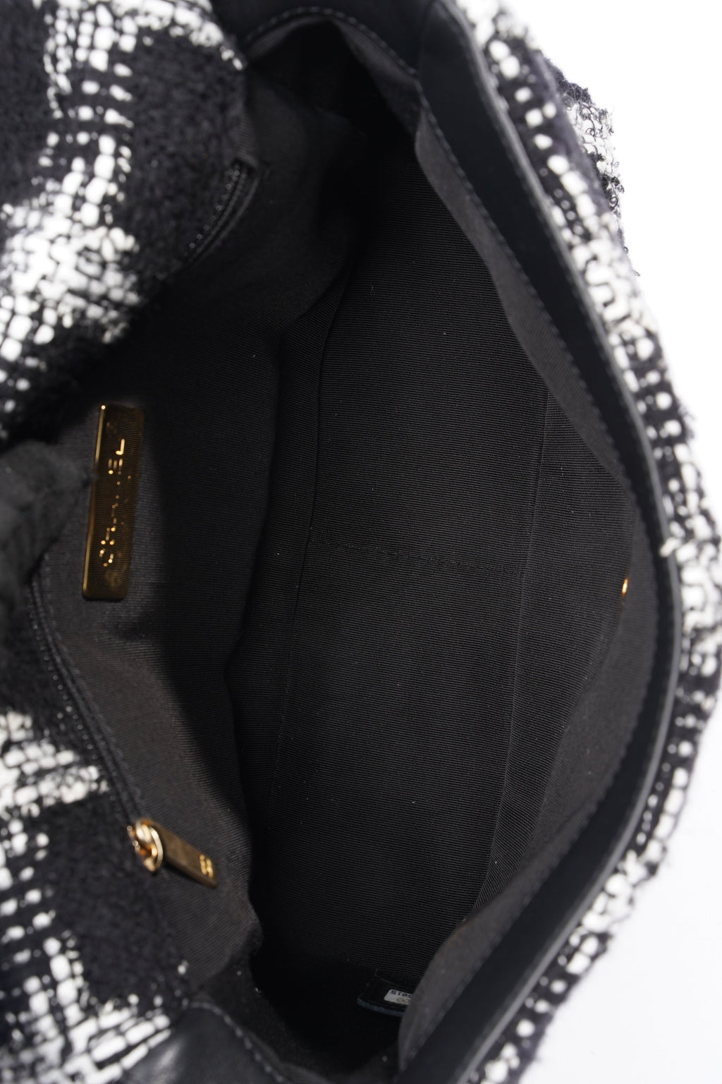 Chanel 19 Black / White Tweed Small