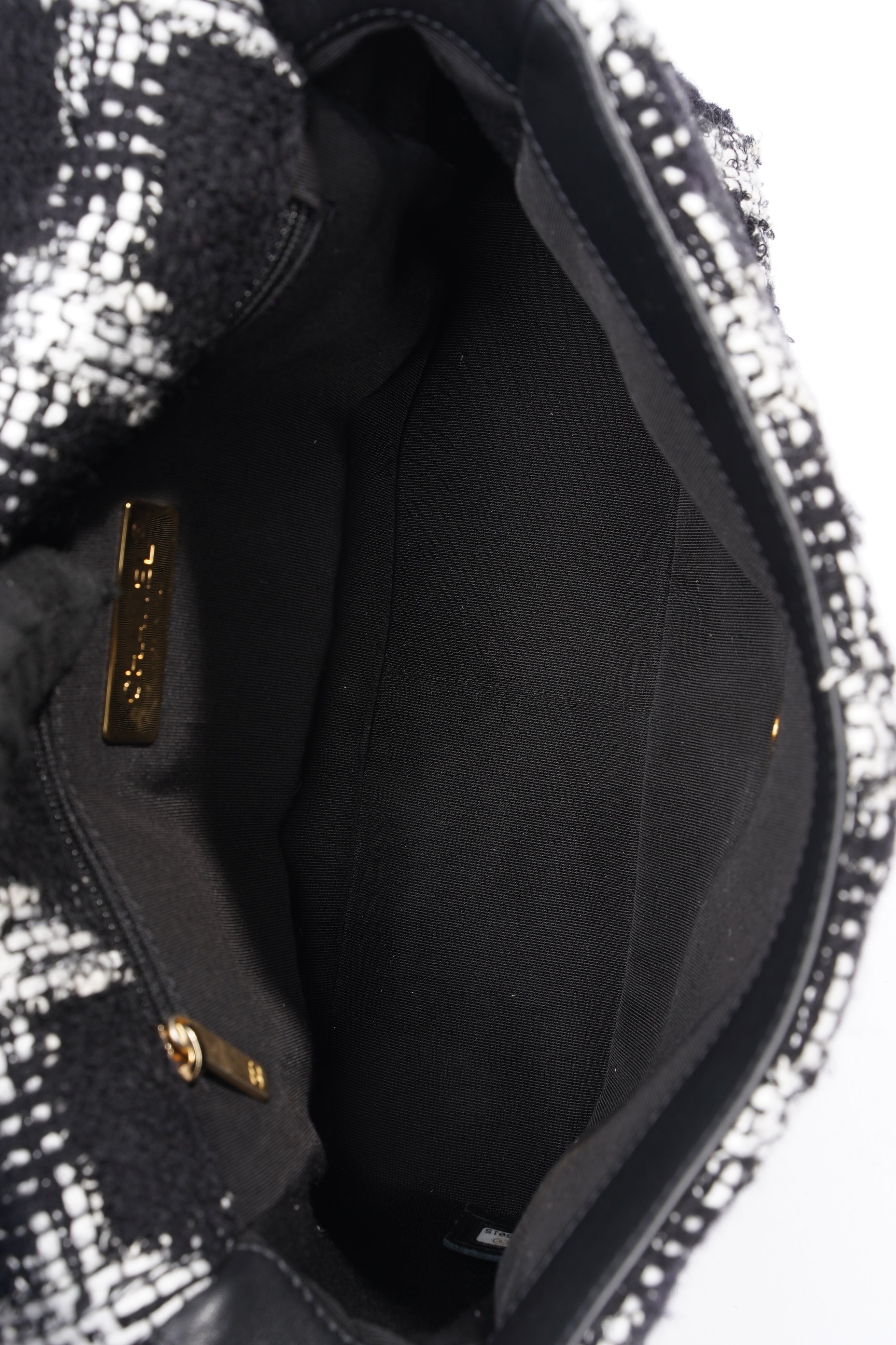 Chanel 19 Black / White Tweed Small