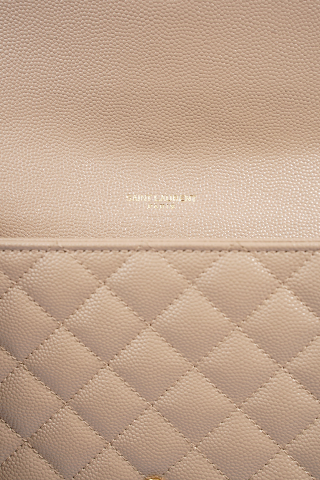 Saint Laurent Envelope Flap Pouch Greyish Brown Embossed Leather
