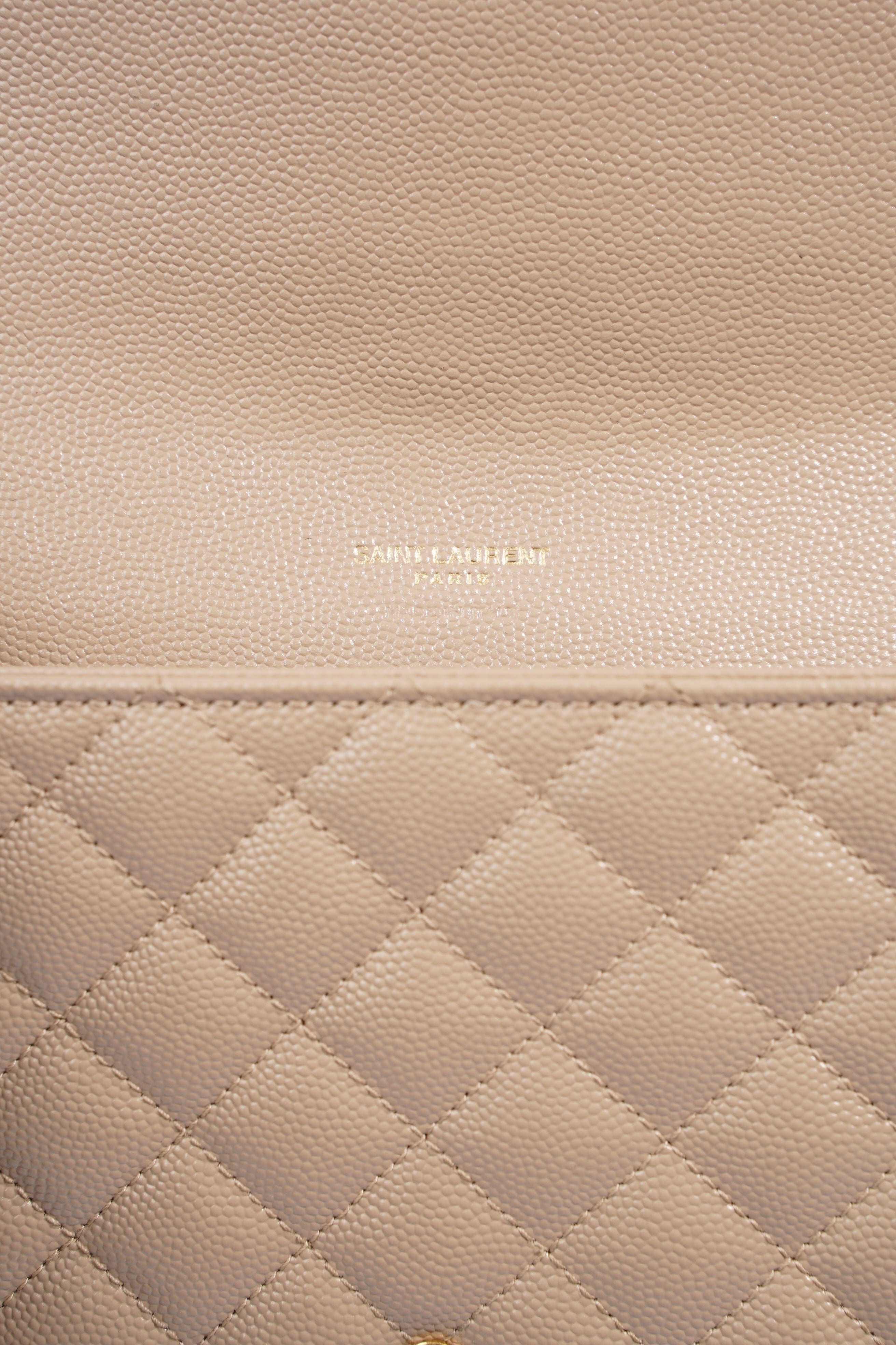 Saint Laurent Envelope Flap Pouch Greyish Brown Embossed Leather