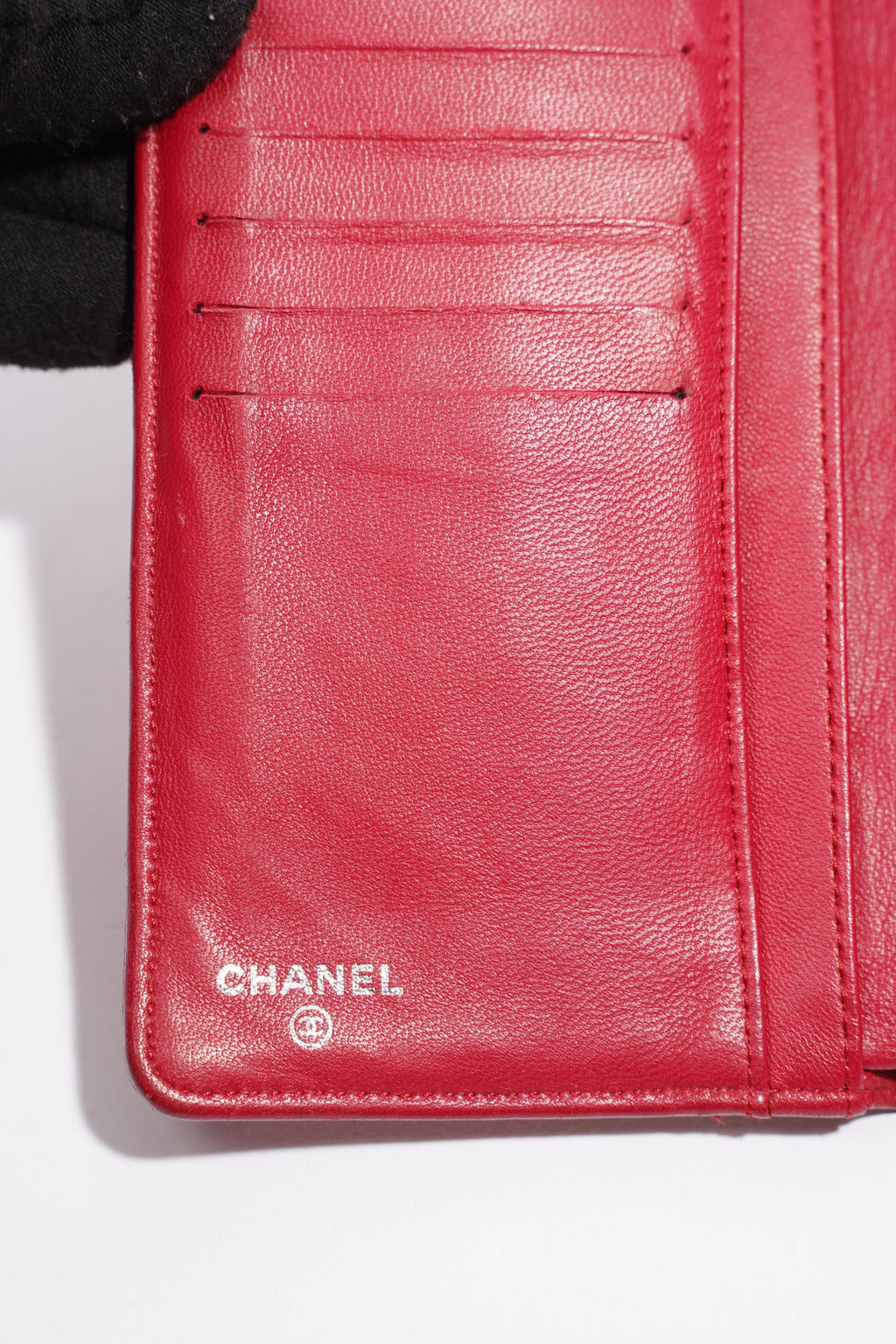 Chanel Quilted Long Wallet Red Leather