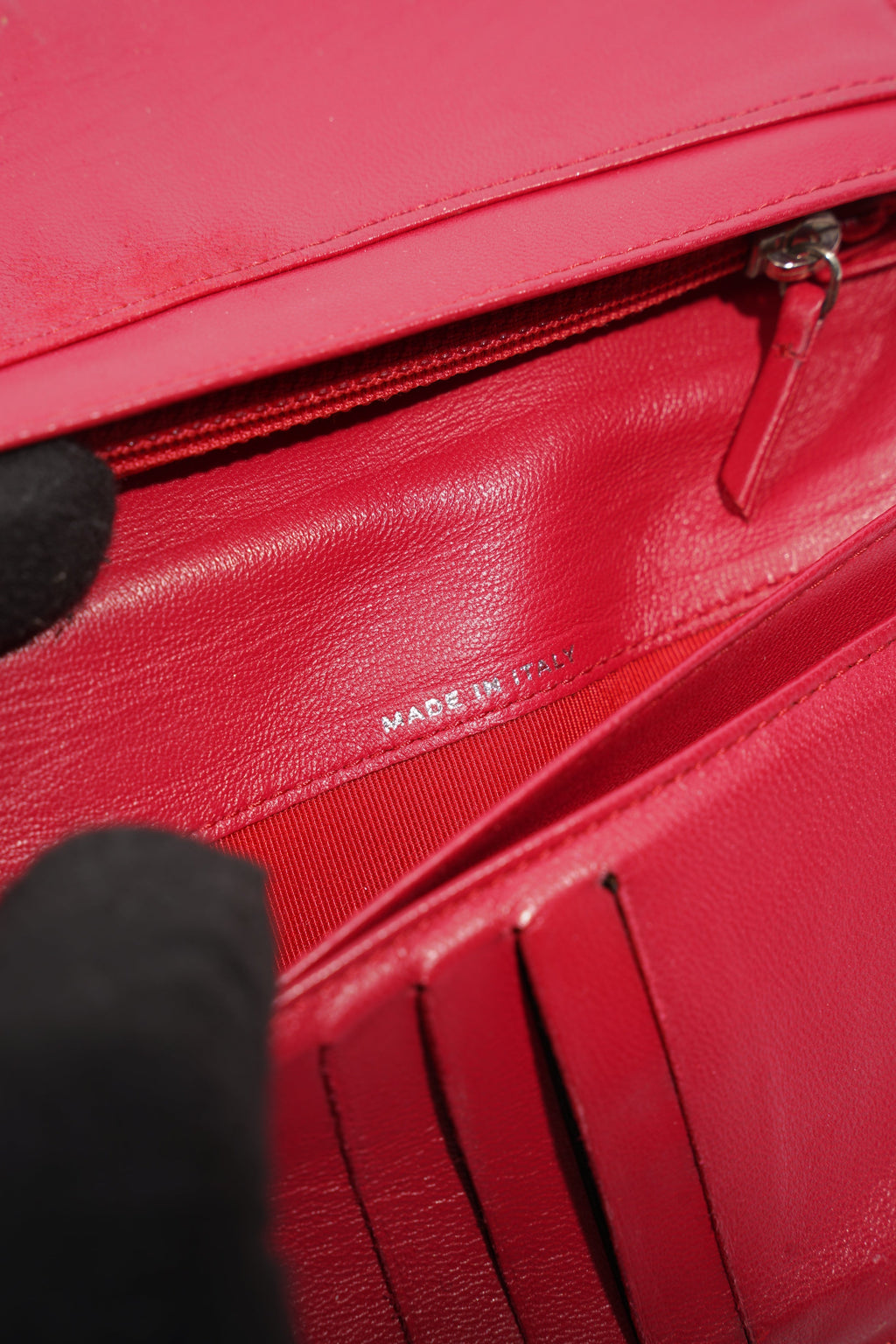 Chanel Quilted Long Wallet Red Leather