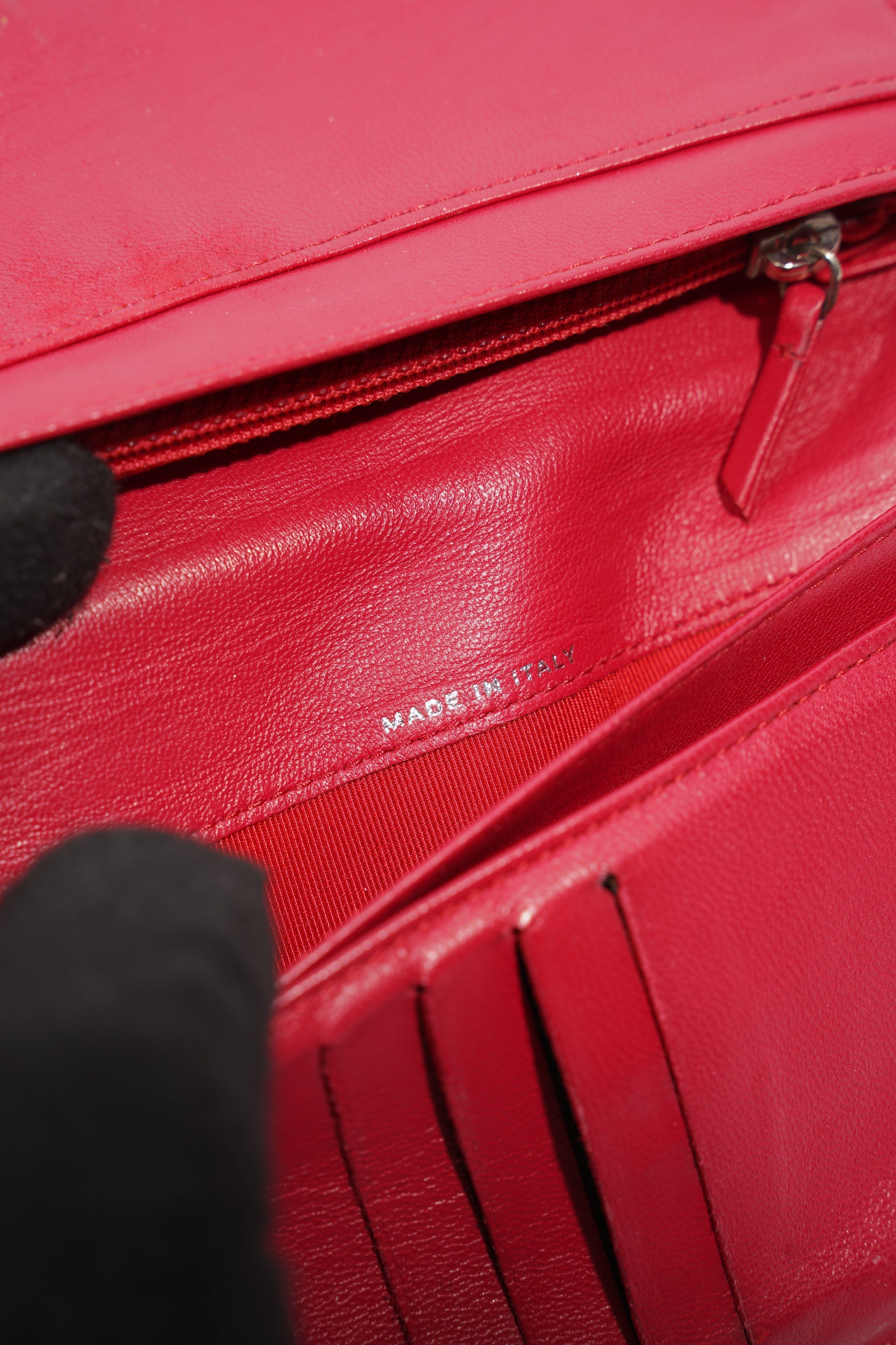 Chanel Quilted Long Wallet Red Leather