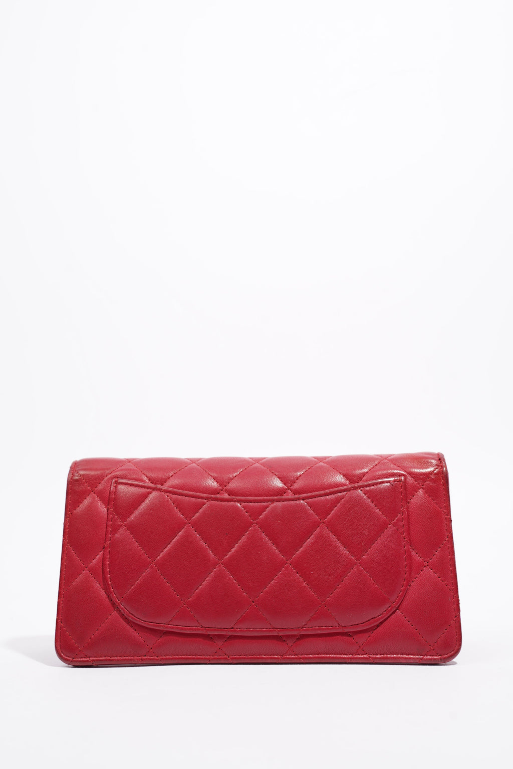 Chanel Quilted Long Wallet Red Leather