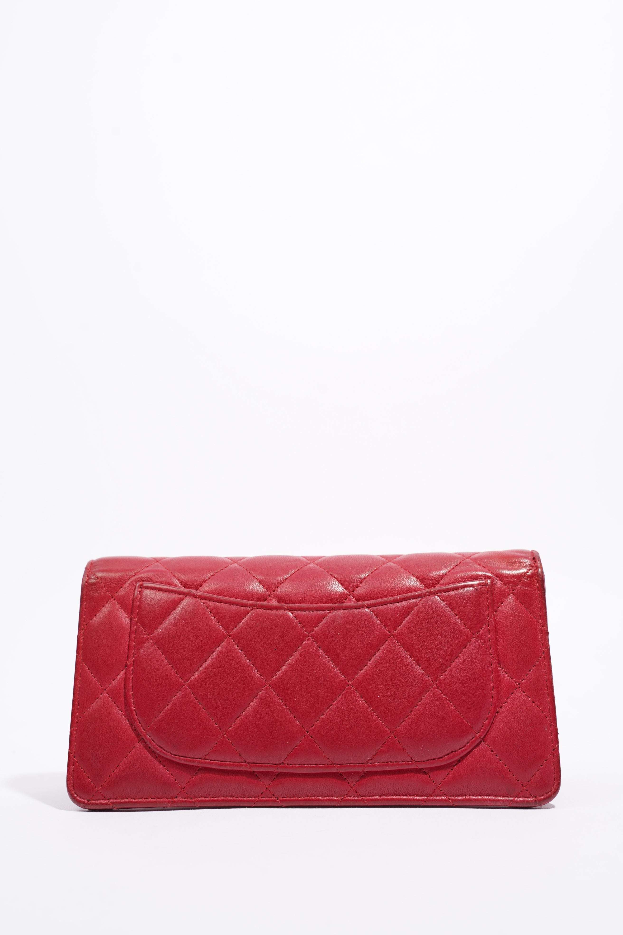 Chanel Quilted Long Wallet Red Leather