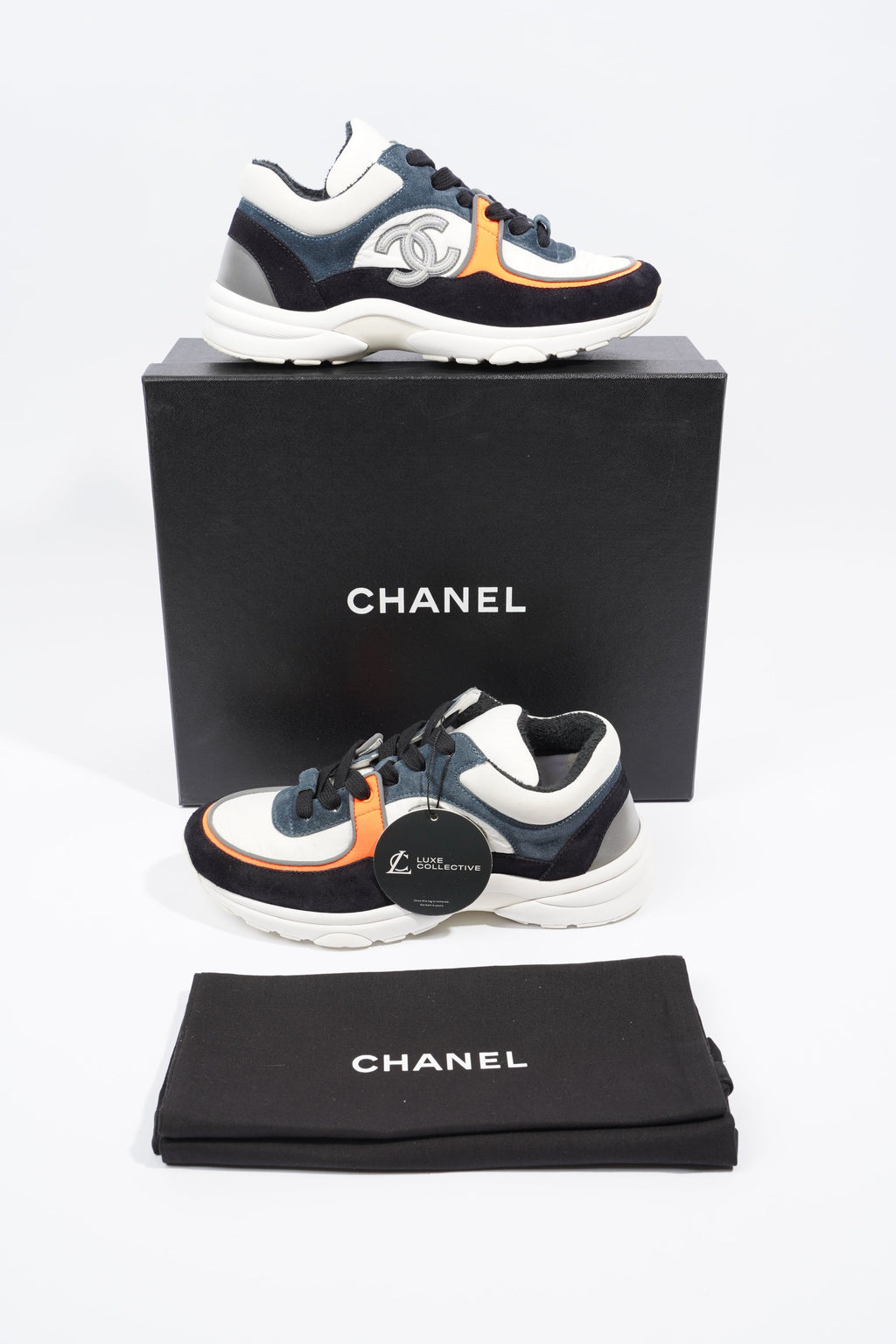 Chanel CC Logo Sneaker White / Black / Orange Suede EU 36 UK 3