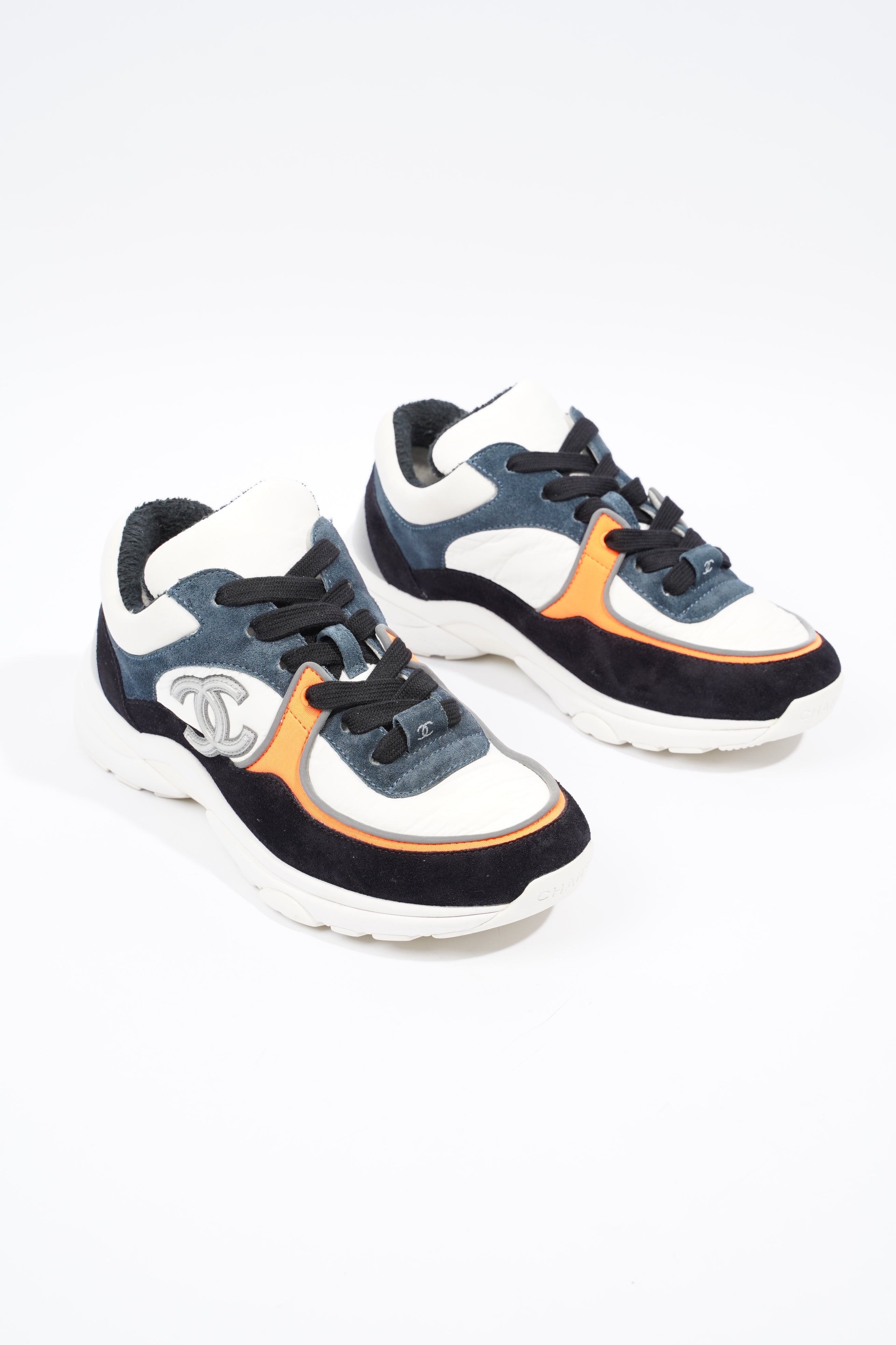 Chanel CC Logo Sneaker White / Black / Orange Suede EU 36 UK 3