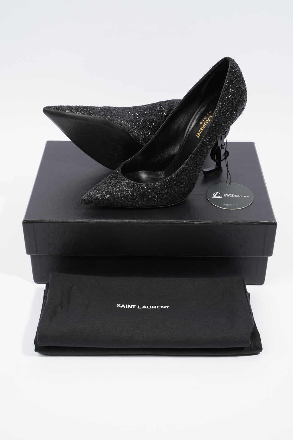 Saint Laurent Opyum Glitter Black Glitter EU 38.5 UK 5.5