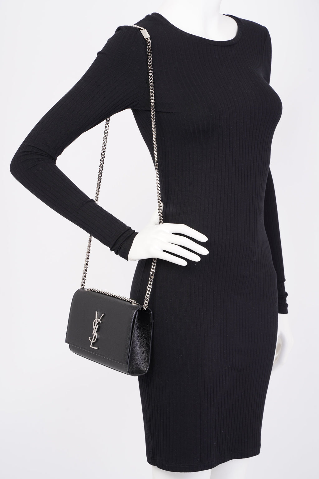 Saint Laurent Small Kate Black Grained Leather