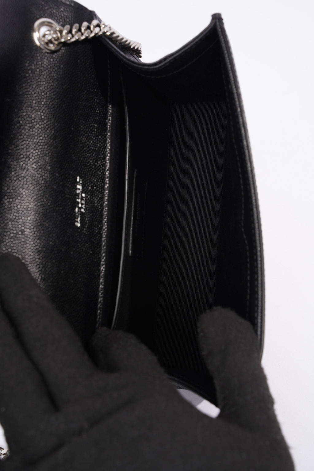 Saint Laurent Small Kate Black Grained Leather