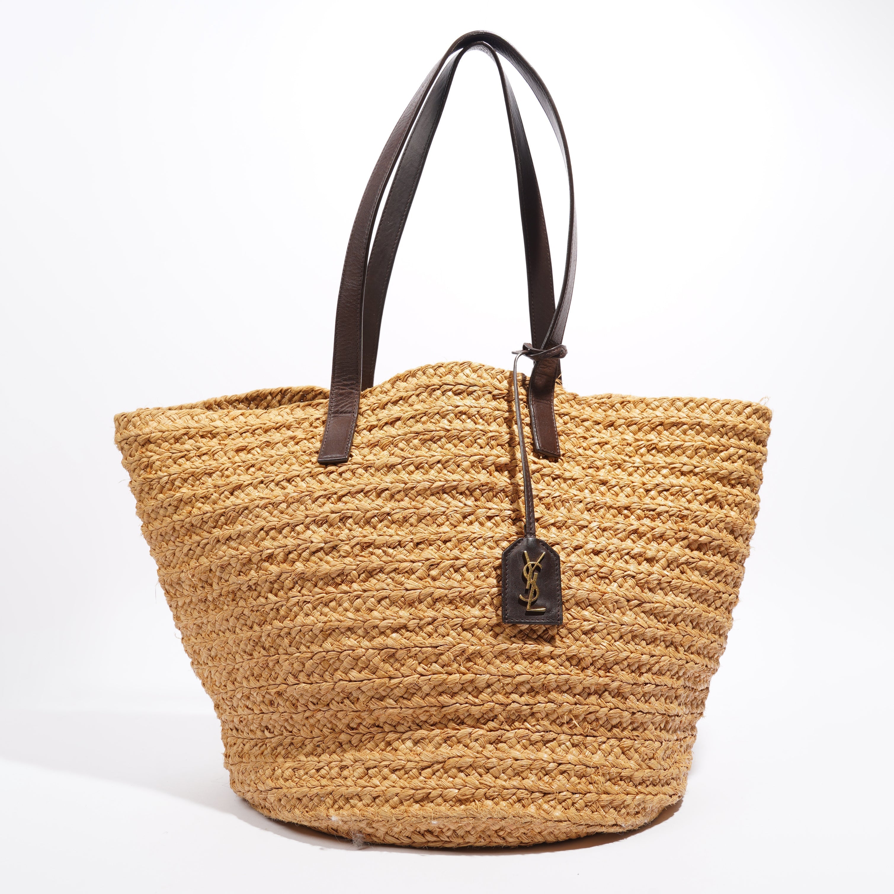 Saint Laurent Panier Tote Bag Beige Raffia Medium
