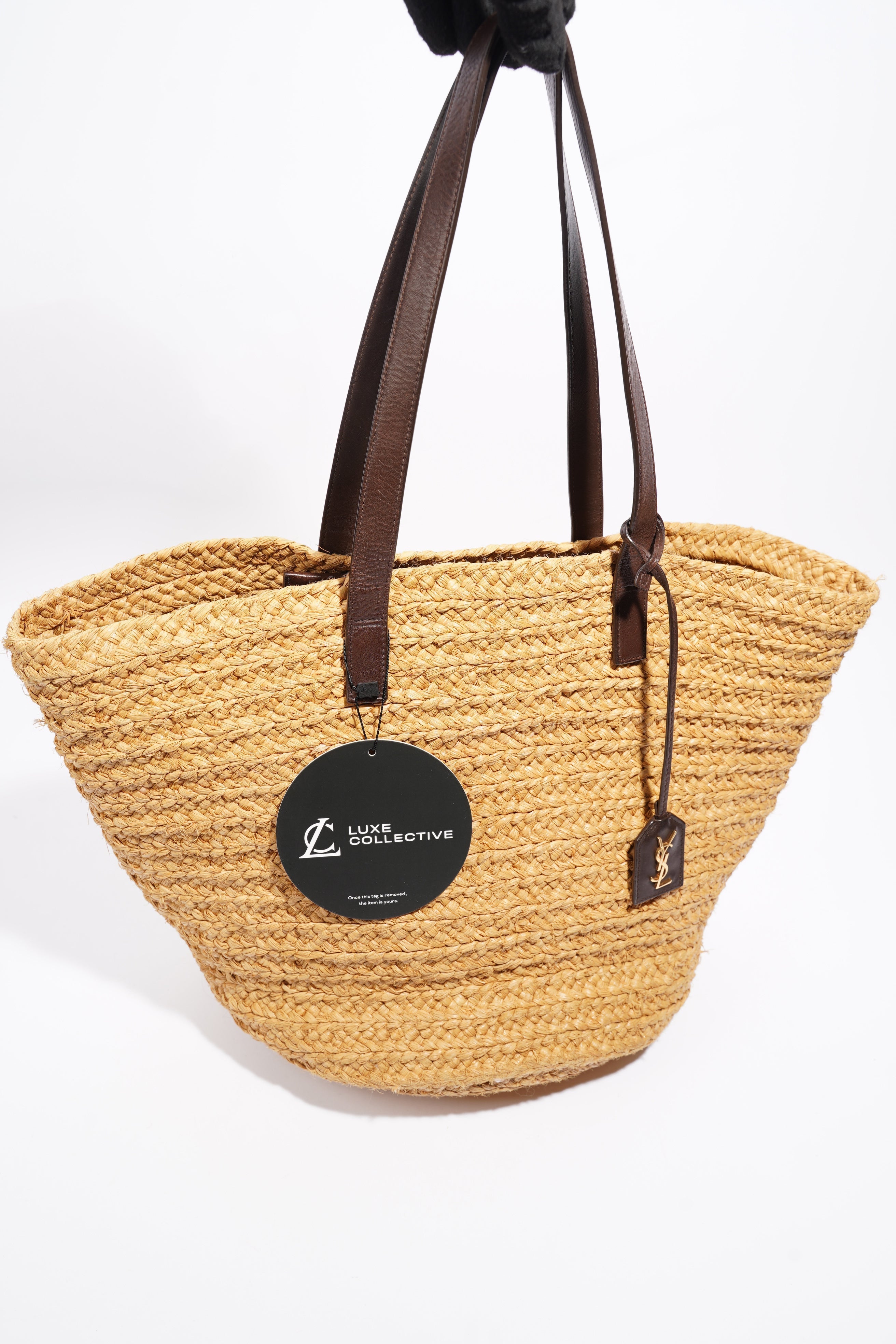 Saint Laurent Panier Tote Bag Beige Raffia Medium